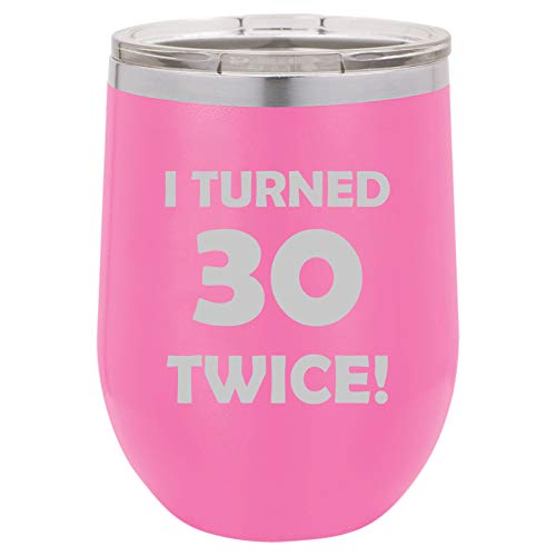 12 oz Double Wall Vacuum Insulated Stainless Steel Wine Tumbler - Stemless Coffee Travel Mug with Lid - Funny 60th Birthday Gift 