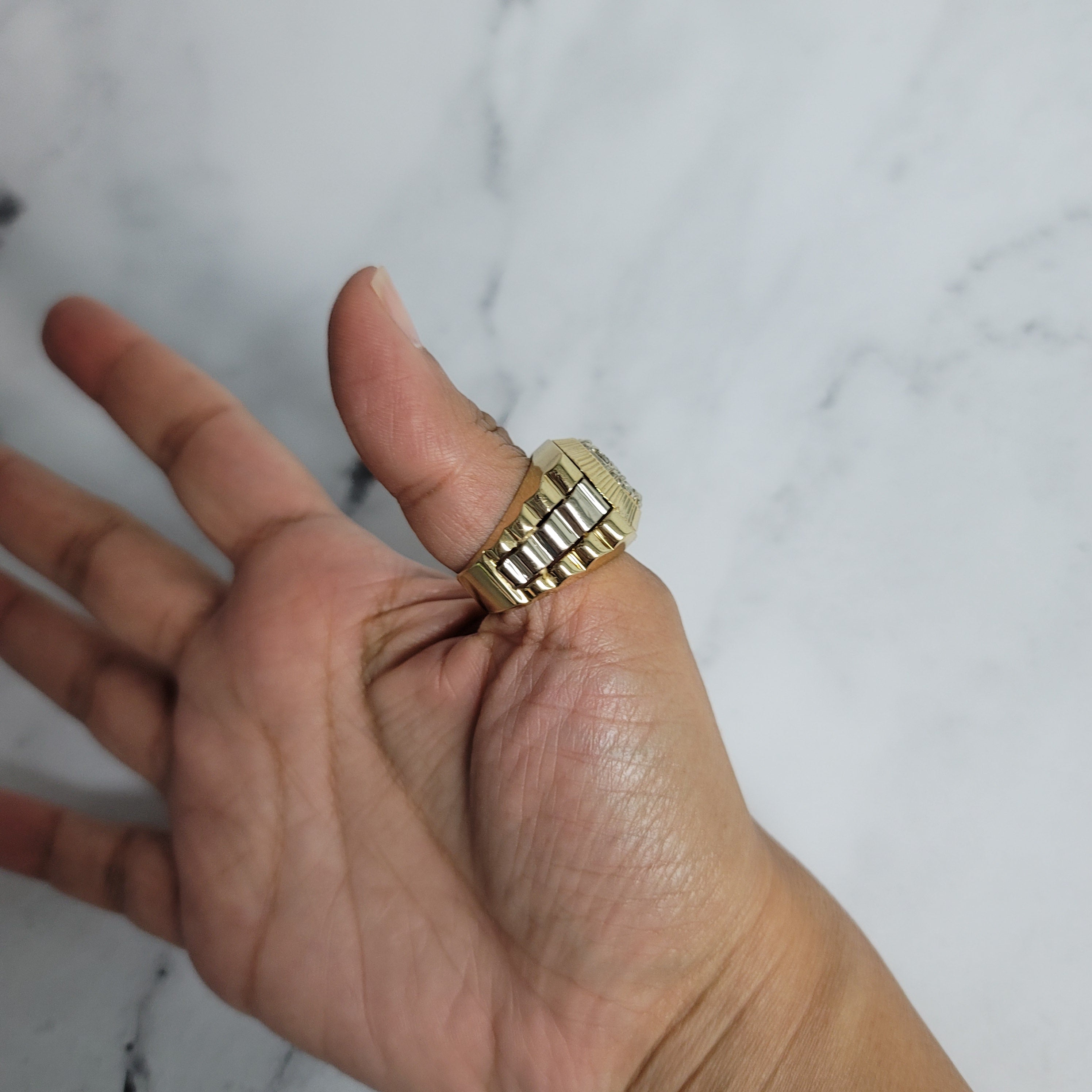 Luxury Diamond Presidential Rolex Style Cluster Ring for Men - Elegant Wedding Band, Anniversary Gift & Formal Occasion Jewelry