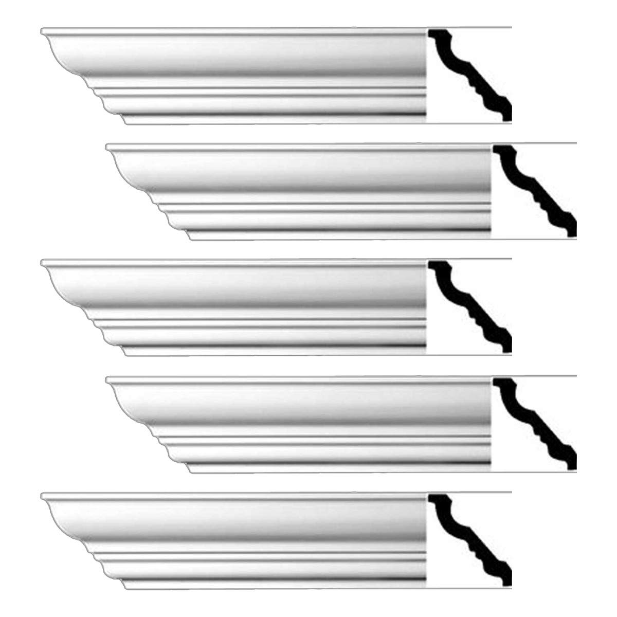 Premium White Urethane Cornice Molding - Haverhill Design (5-Piece Set, 470