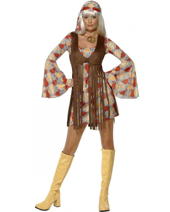 Vintage 1960s Hippie Groovy Baby Women's Costume - 60s Retro Outfit for Halloween, Theme Parties & Cosplay