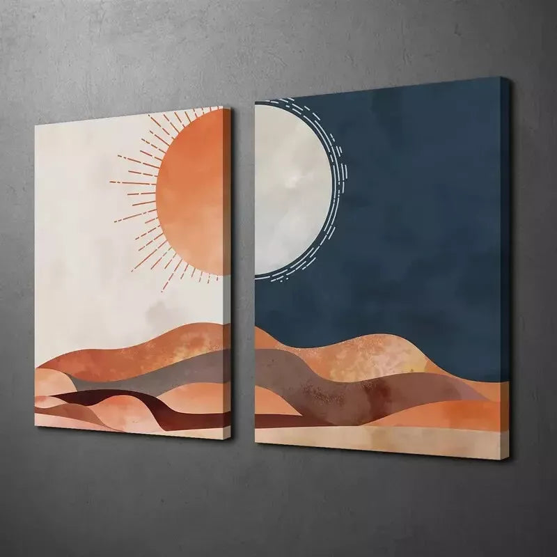 2pcs Minimalist Desert Landscape Canvas Wall Art - 50x75cm Framed High Quality Print | 100% Australian Made | Ready to Hang | Perfect for Living Room, Bedroom & Office Decor