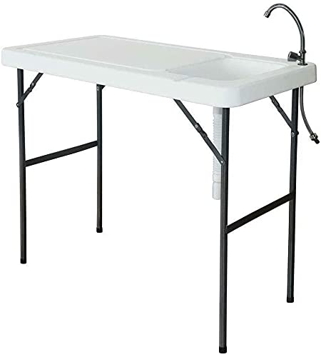 Pzeelbe Portable Folding Camping Table with Sink and Faucet - Durable Outdoor Fish Cleaning Station for Camping, Picnic, Garden & Backyard Use | Perfect for Outdoor Cooking, Fishing Trips and RV Adventures