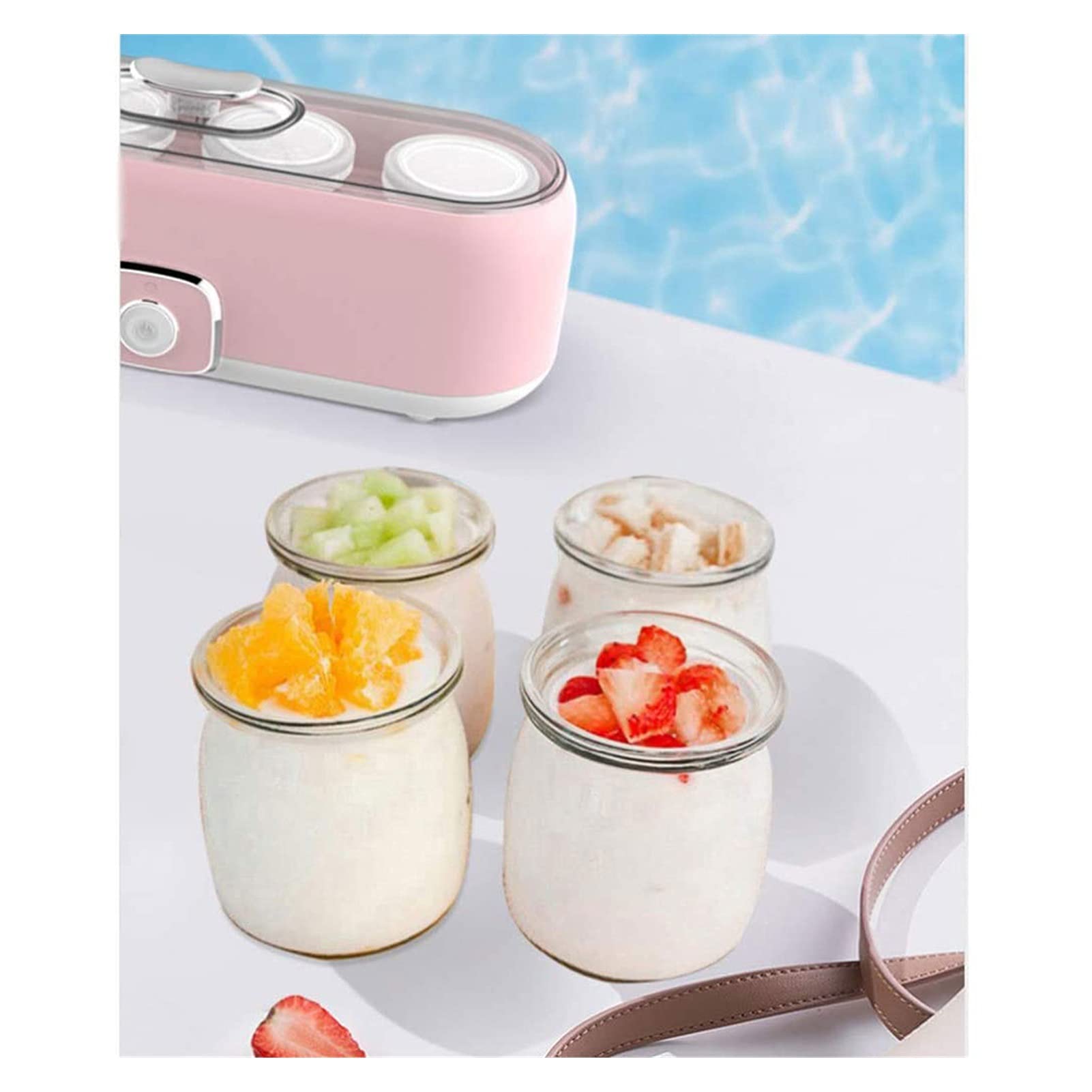 Automatic Digital Yogurt Maker Machine with 4 Glass Jars & Stainless Steel Pot - Homemade Organic Yogurt & Cheese Maker with Timer & Strainer - Perfect for Healthy Breakfast, Snacks & Keto Diet