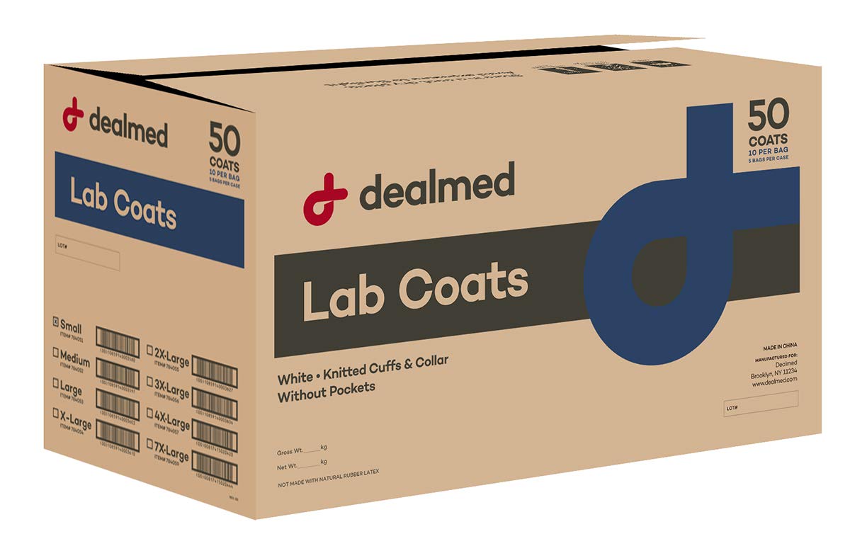 Dealmed Disposable SMS Lab Coat - White Pocketless Medical Coat for Doctors, Nurses & Lab Technicians | Perfect for Hospitals, Clinics & Research Labs