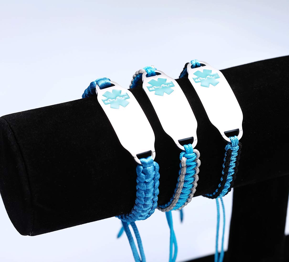 Custom Medical Alert Bracelets for Women - Free Engraving, Adjustable 6.5-8.5 Inches, Handmade Nylon Braided Rope ID Bracelet - Perfect for Allergies, Diabetes & Emergency Medical Identification