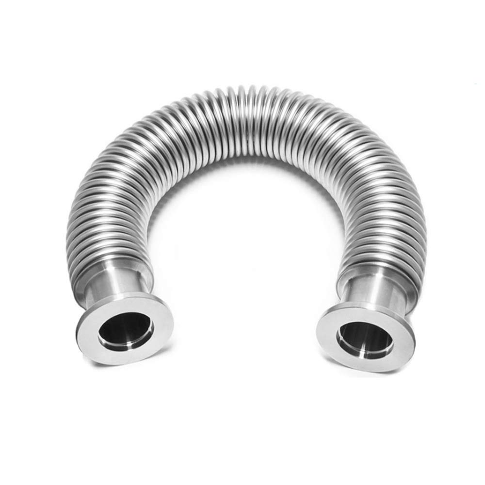 MXBAOHENG KF50 Vacuum Corrugated Bellows Pipe - 304 Stainless Steel Metal Telescopic Tube with Flanged Fast Fitting - Flexible Hose for ISO-KF (100mm/3.94 Inch) - Ideal for Laboratory, Semiconductor & Vacuum System Applications