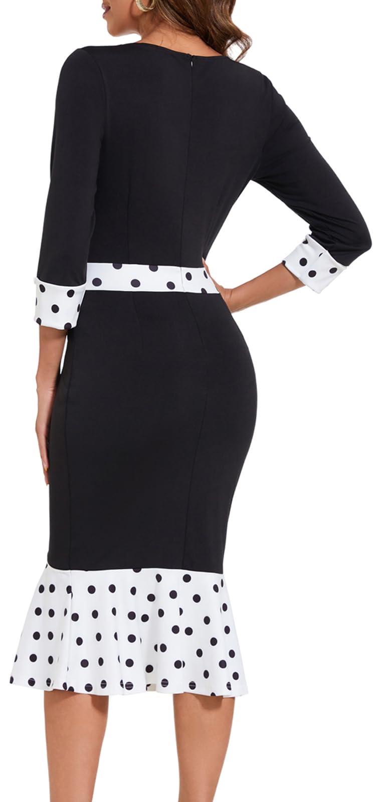 Elegant Women's Business Work Midi Dress - Bodycon Fishtail Formal Dress for Wedding Guest, Church & Office Wear | Perfect for Business Meetings, Cocktail Parties & Special Occasions