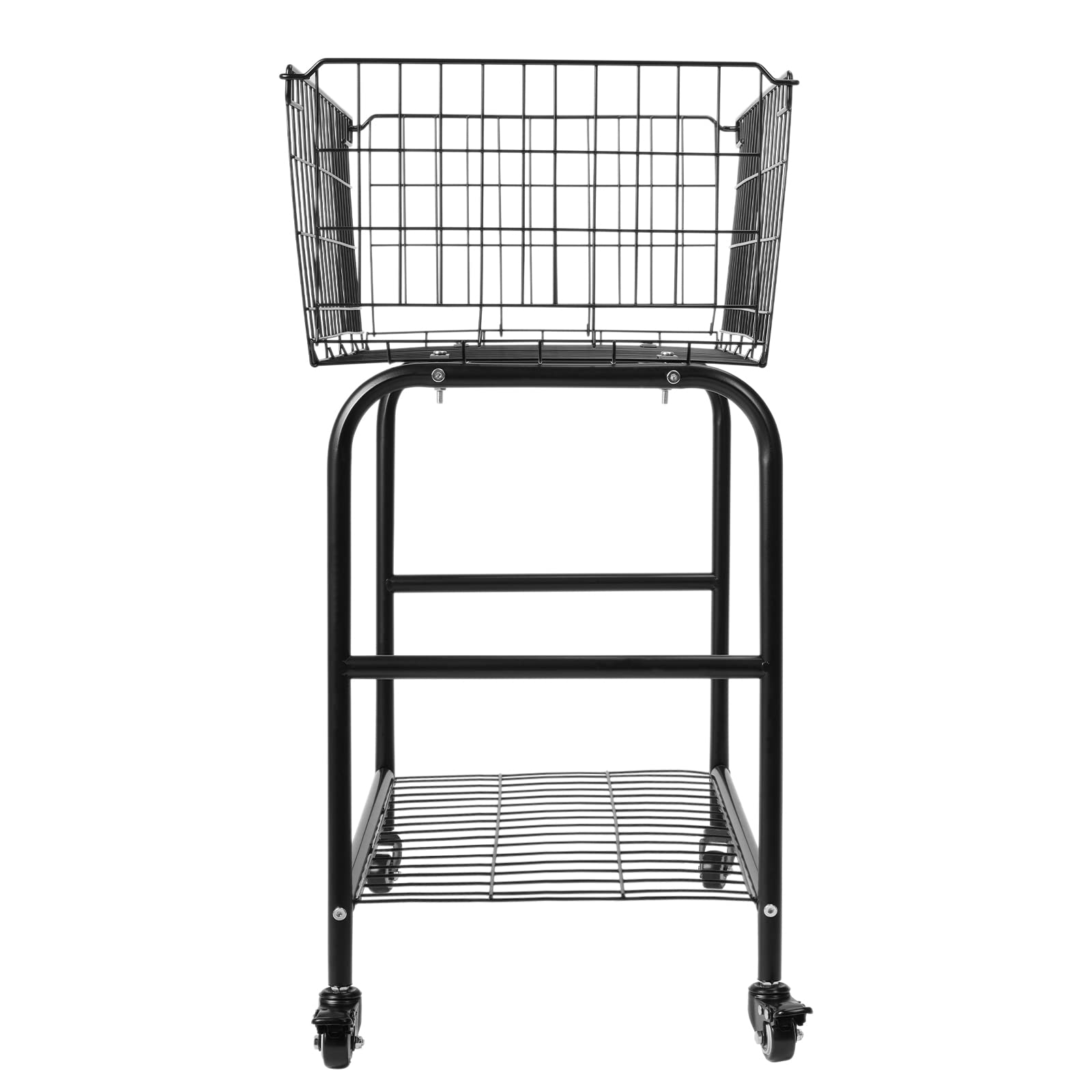 Foldable Rolling Laundry Basket with Wheels - Metal Laundry Cart for Clothes Storage, Room Organization & Garment Care - Perfect for Bedroom, Closet & Laundry Room (Black)