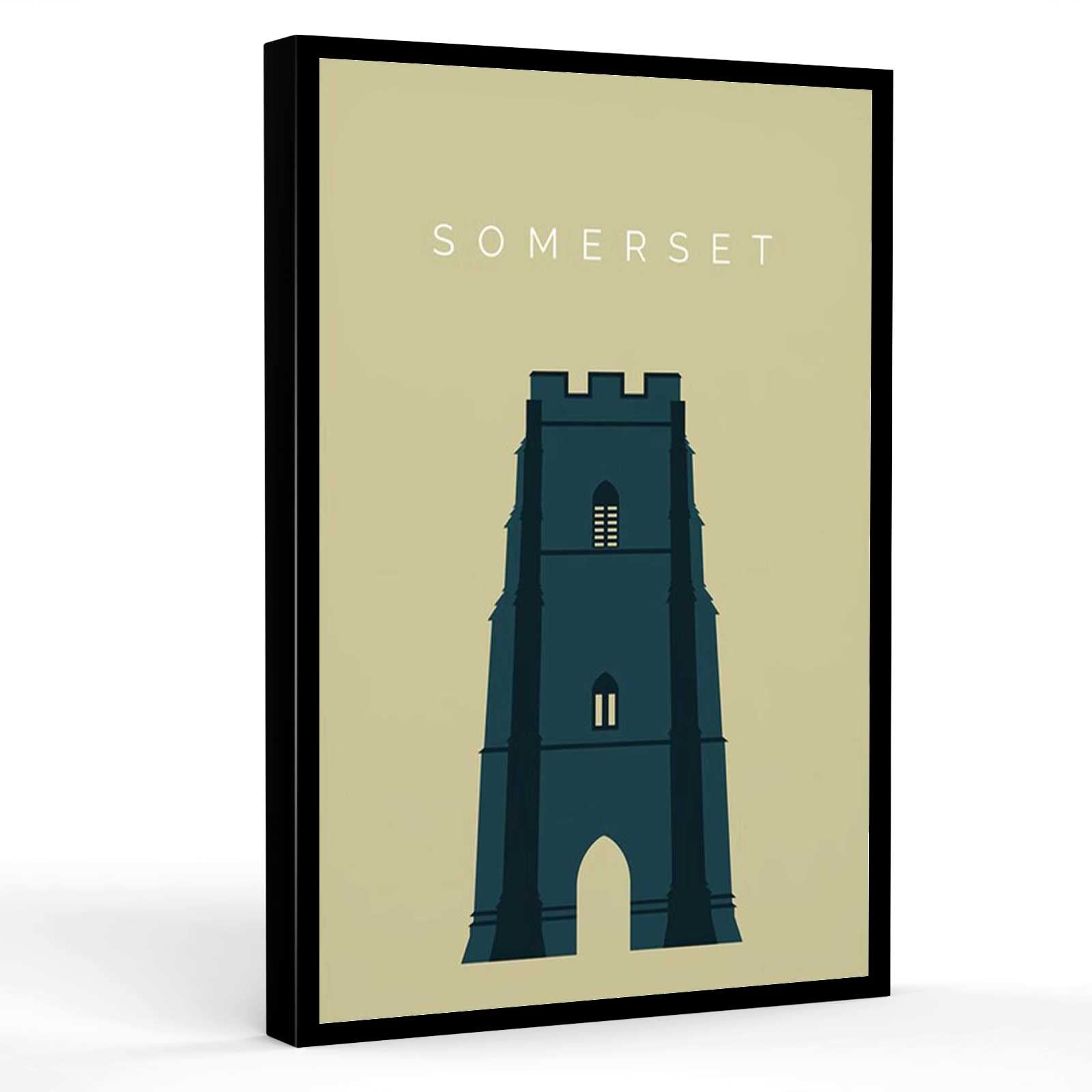 Vintage Glastonbury Tor Travel Poster - UK Destination Wall Art for Office & Home Decor, Framed Canvas Print 16x24 Inches | Perfect Gift for Travel Lovers & British Culture Enthusiasts