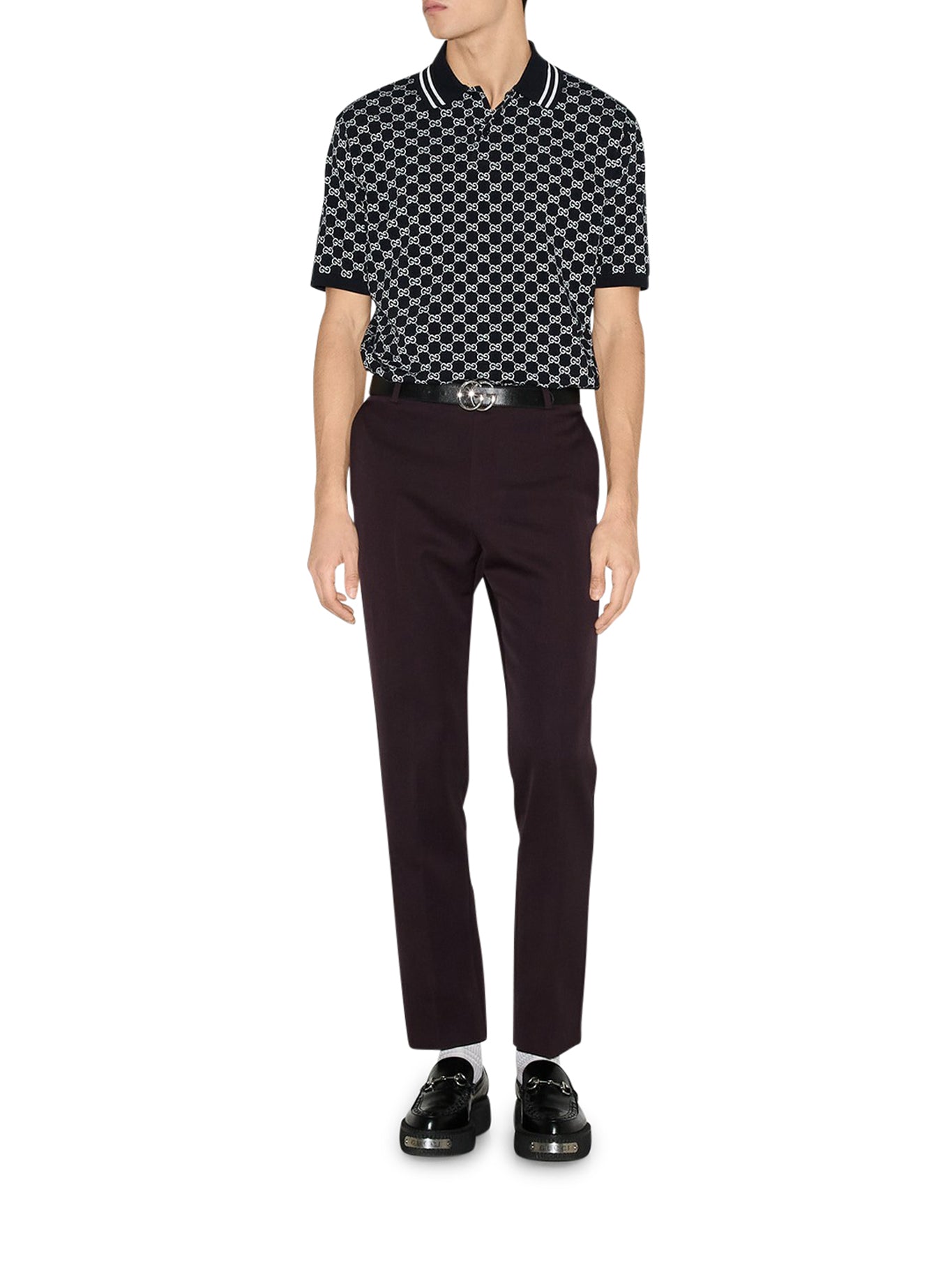 GG Jacquard Cotton Piqué Polo Shirt for Men - Breathable & Stylish Casual Wear for Golf, Office & Everyday Outfits