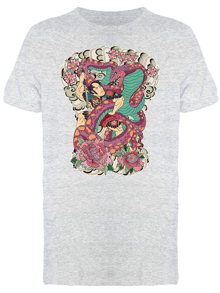 Smartprints Men's Graphic T-Shirt - Fighting Giant Snake Design | Cool & Comfortable Cotton Tee for Casual Wear, Gaming, and Outdoor Adventures