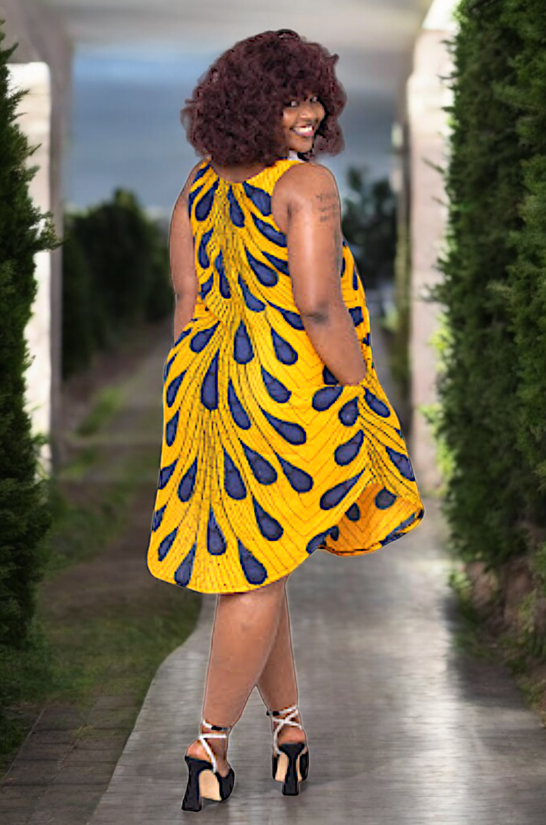 Stylish Blue and Orange Ajere Peacock African Print Dress DP3816D9 - Perfect for Parties, Weddings & Cultural Events | Women's Fashion