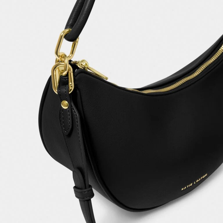 Katie Loxton Asha Sling Bag - Stylish Crossbody Purse for Women | Black Leather Shoulder Bag | Perfect for Work, Travel & Everyday Use