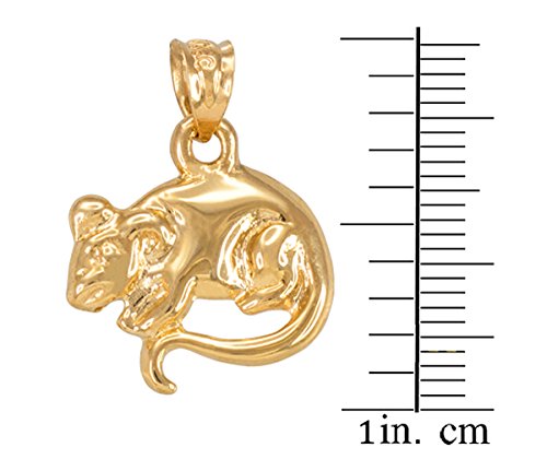 14K Yellow Gold Rat Mouse Charm Pendant Necklace - Animal Kingdom Jewelry for Birthdays, Gifts & Zodiac Fashion Accessories