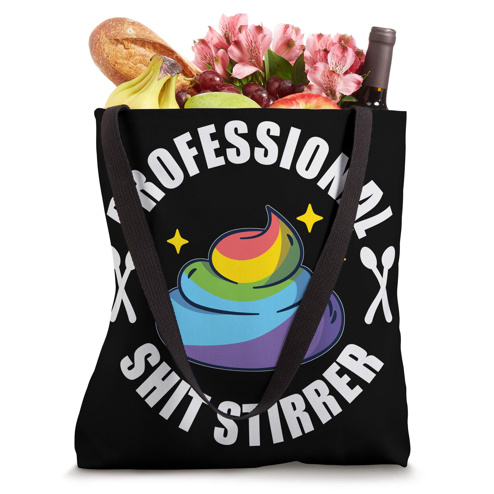 Professional Shit Stirrer Tote Bag - Funny Unicorn Poo Design | Perfect for Pranksters, Office Humor & Gag Gifts