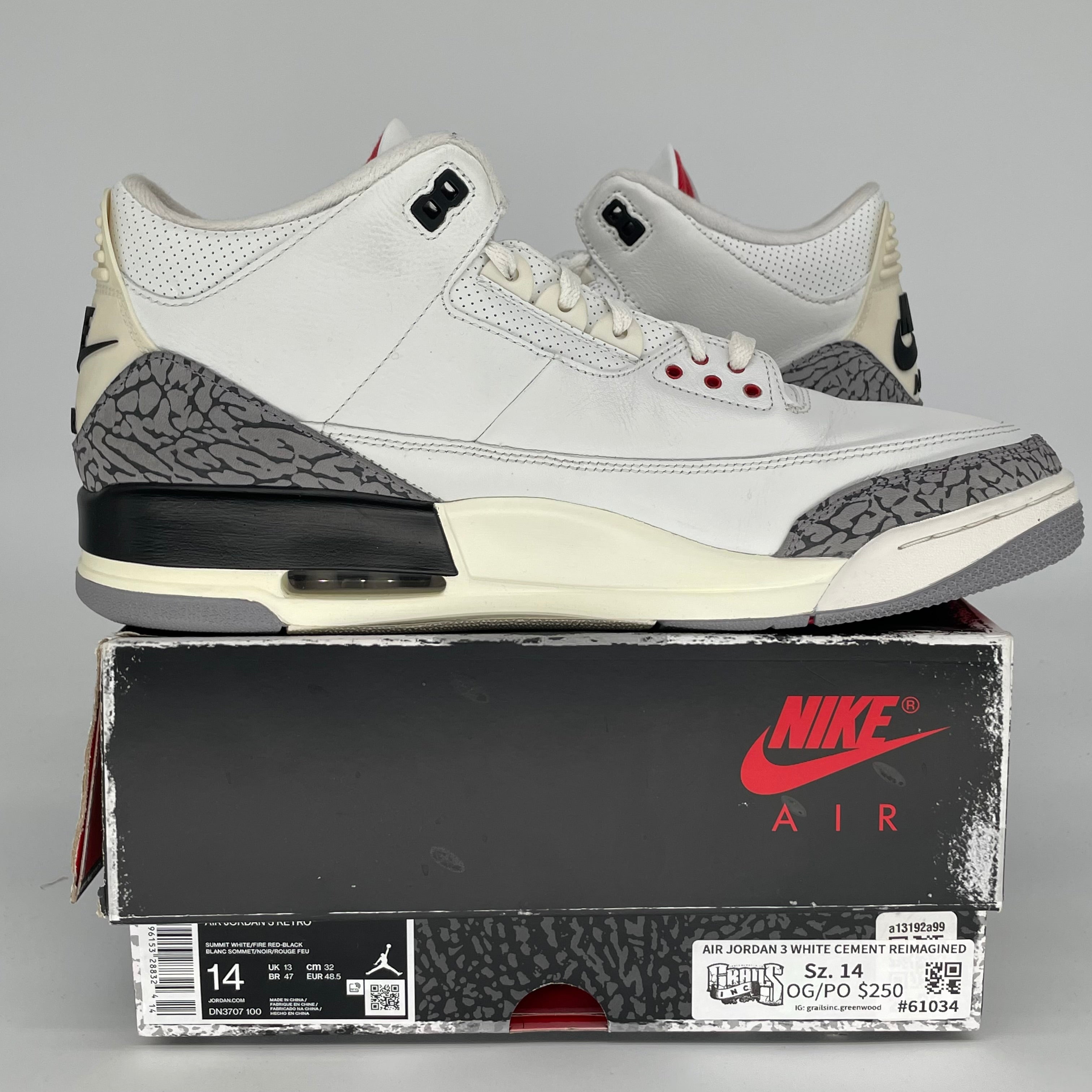 Original Air Jordan 3 White Cement Reimagined Retro Basketball Shoes - Size 14 (DN3707-100) - Authentic Sneakers for Men, Streetwear & Casual Outfits