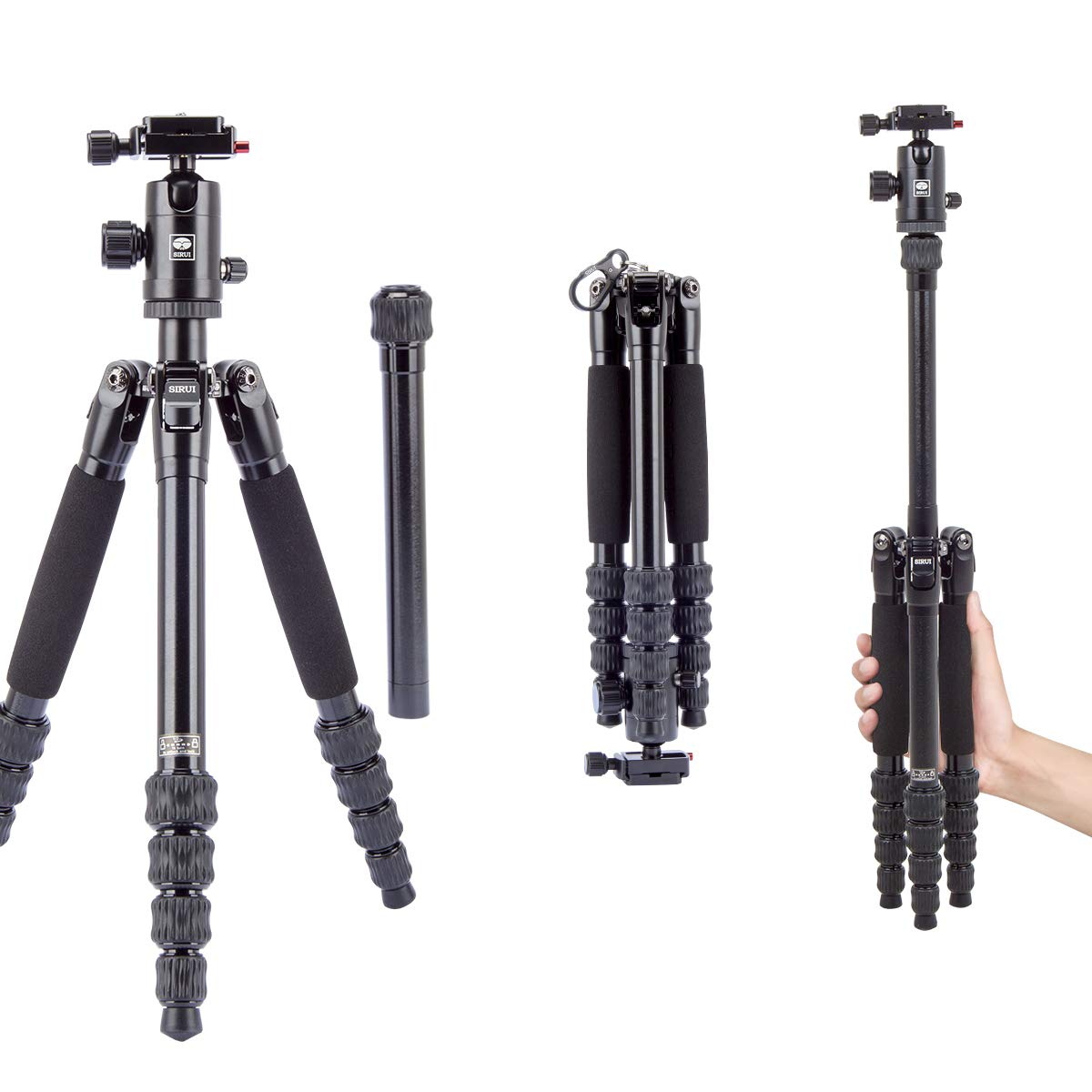 SIRUI AM-005K Ultra Lightweight Aluminum Travel Tripod with Ball Head - Compact & Stable for DSLR Cameras, Perfect for Travel, Hiking & Outdoor Photography (Black)
