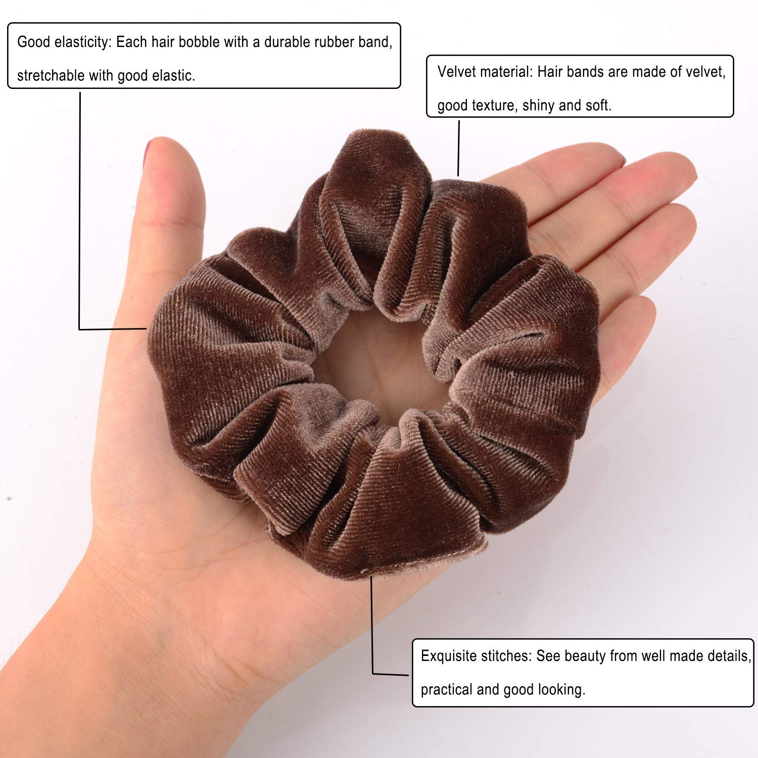 Trendy Club 12-Pack Velvet Hair Scrunchies for Women & Girls - Soft Elastic Hair Ties, Ponytail Holders & Elegant Hair Accessories (Perfect for School, Work, Gym & Everyday Styling)