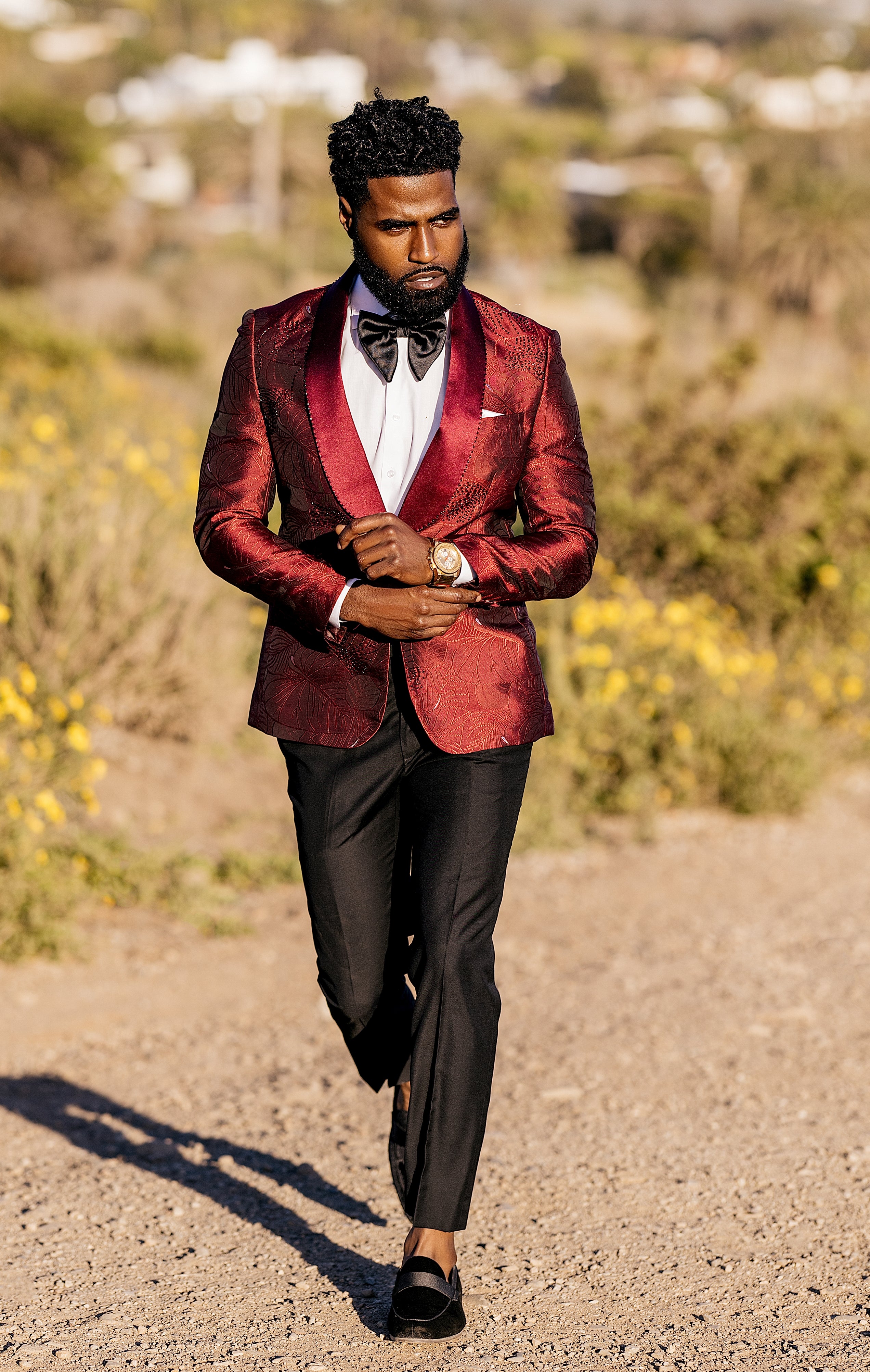 Elegant Maroon Red Brocade Dinner Jacket for Men - Formal Evening Wear, Wedding Attire & Special Occasions