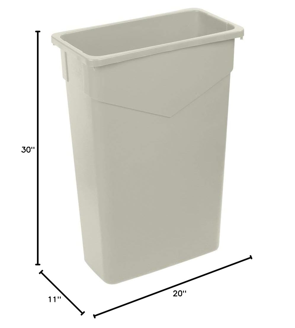 PRO&Family 5-Pack 92 Qt (23 Gallon/87 Liter) Slim Rectangular Trash Can - Beige Kitchen Garbage Bin, Waste Basket & Recycling Bin for Home, Office & Commercial Use