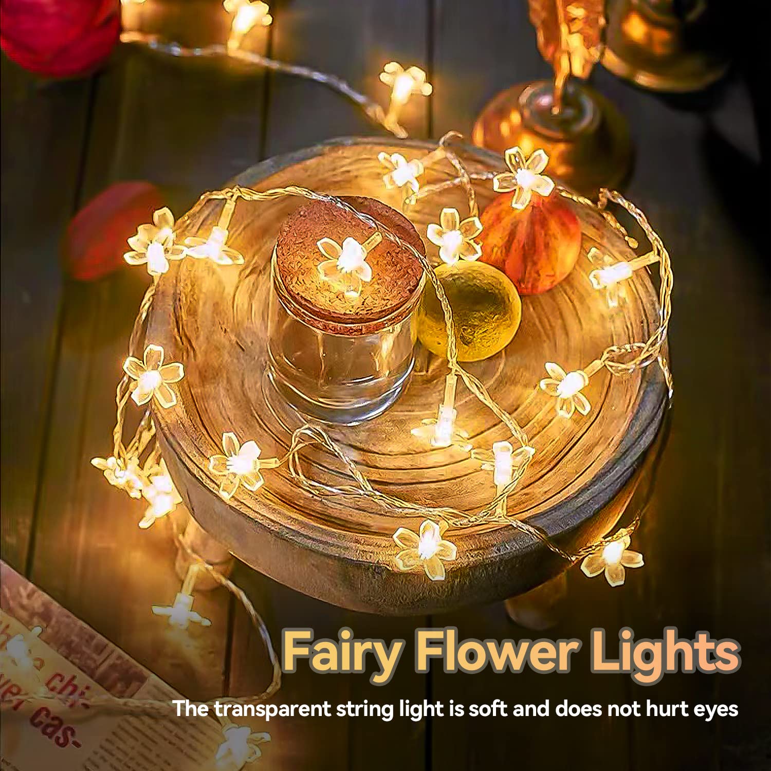 LIGHTOP 30LED Cherry Blossom Fairy Lights - Battery Operated Waterproof String Lights for Indoor/Outdoor Use | Perfect for Bedroom, Garden, Wedding, Camping, Birthday Party & Terrace Decorations