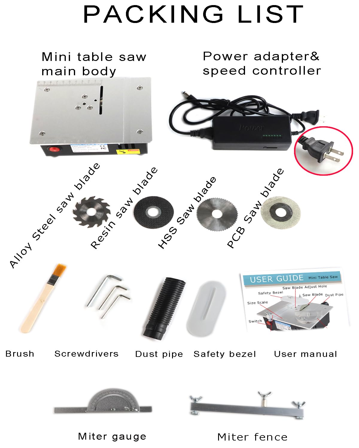 RTOVZON 96W Mini Table Saw - Adjustable Wood & Plastic Cutter for DIY Crafts & PCB Cutting