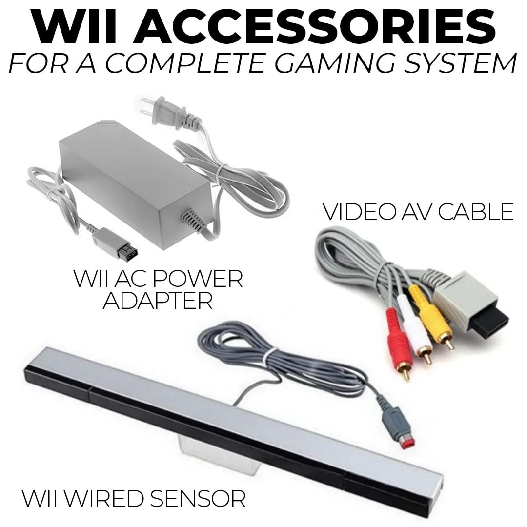 Nintendo Wii Console Bundle - White Wii System with 2 Motion Controllers & Nunchuks, Charging Dock, Rechargeable Batteries & Sensor Bar (Renewed) - Perfect for Family Game Nights & Party Entertainment