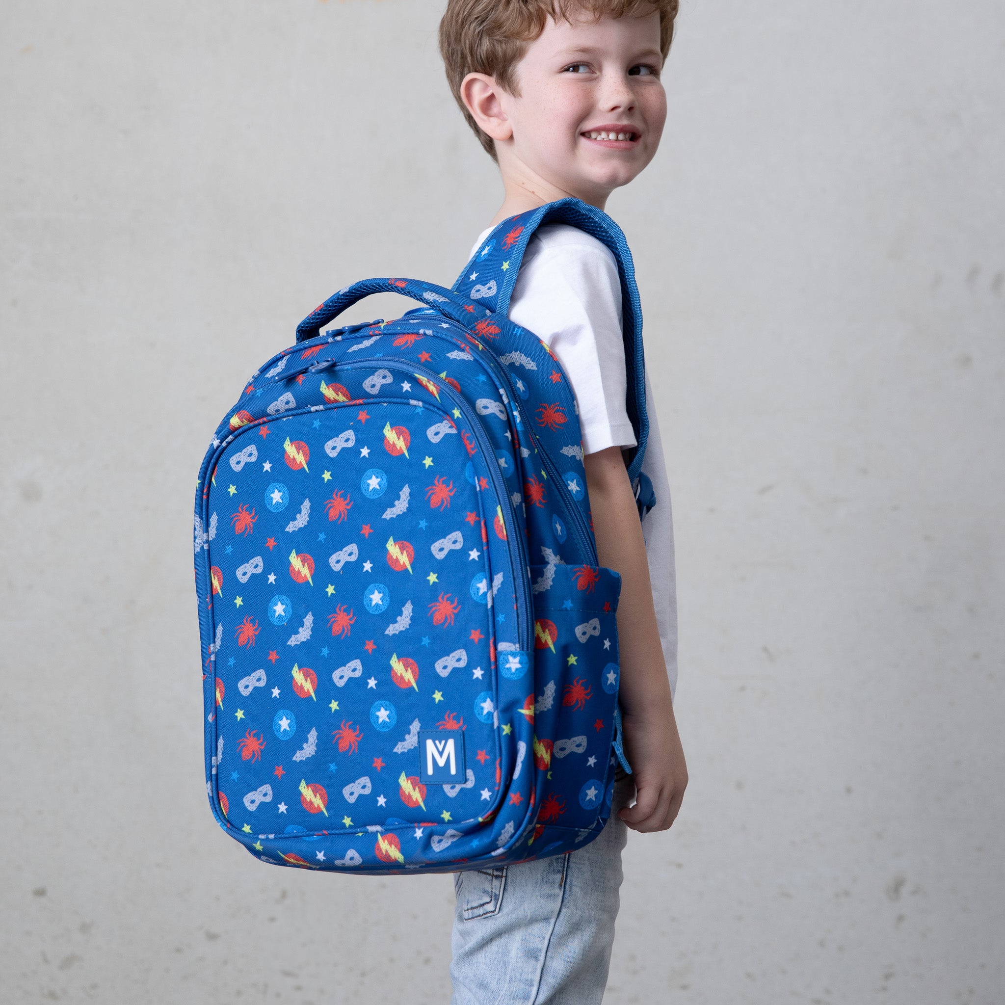 Montii.Co Junior Backpack for Kids - Lightweight Superhero School Backpack with Adjustable Straps, Durable Bookbag for Boys & Girls - Perfect for School, Travel & Daily Use