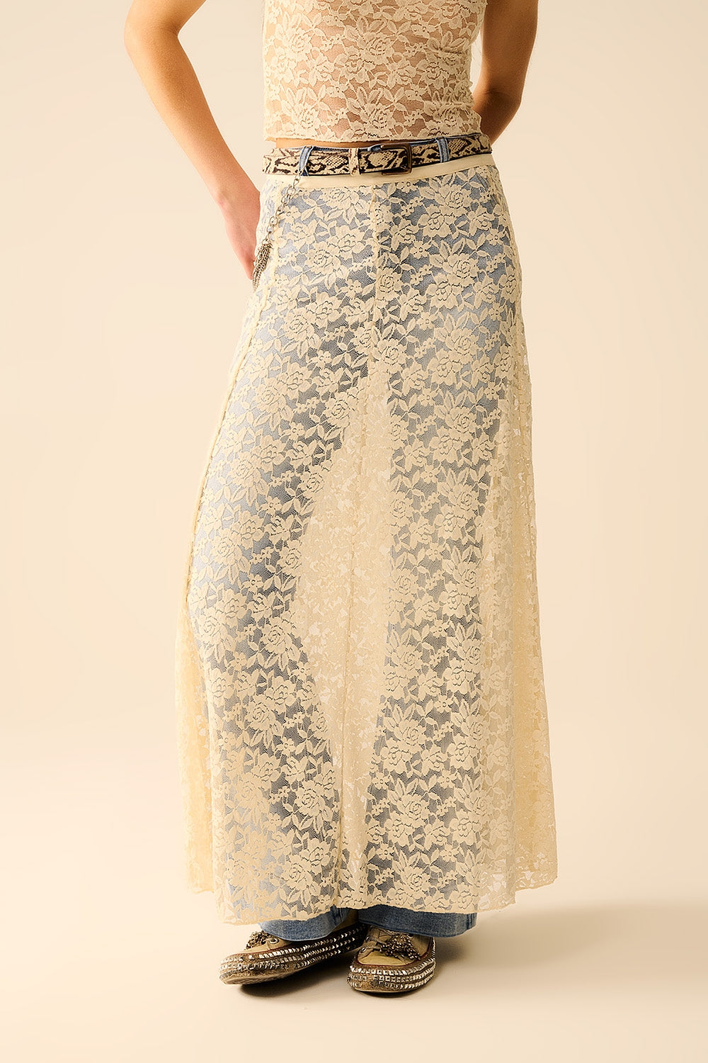 Beige Floral Lace Maxi Dress for Women - Elegant Long Boho Dress for Weddings, Parties & Summer Outings
