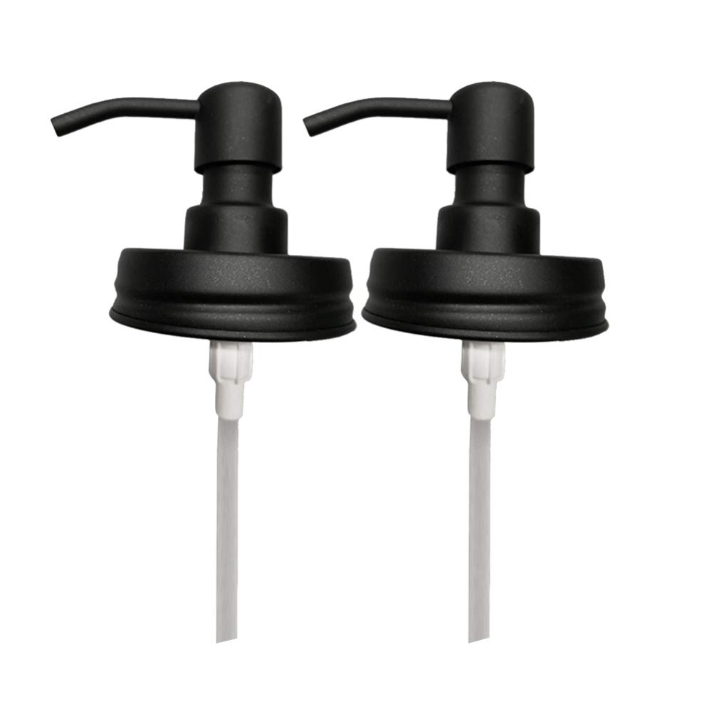 DOITOOL 2-Pack Stainless Steel Pump Dispenser for Shampoo, Soap & Lotion - Black Replacement Pump Heads (Bottle Not Included) - Perfect for Bathroom, Salon & DIY Refillable Containers