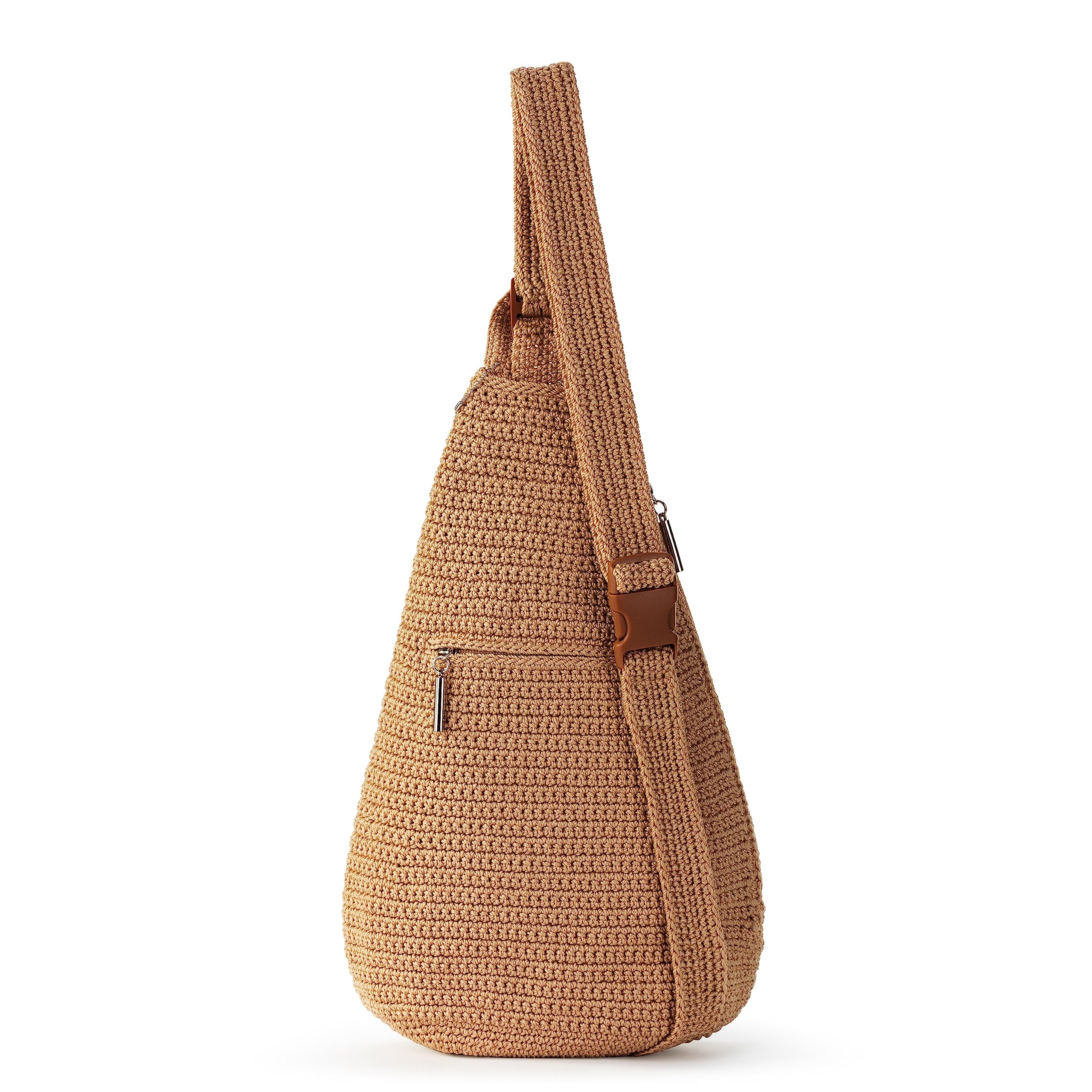 The Sak Geo Sling Backpack - Crochet Crossbody Bag with Adjustable Bamboo Shoulder Strap | Perfect for Travel, Hiking & Everyday Use