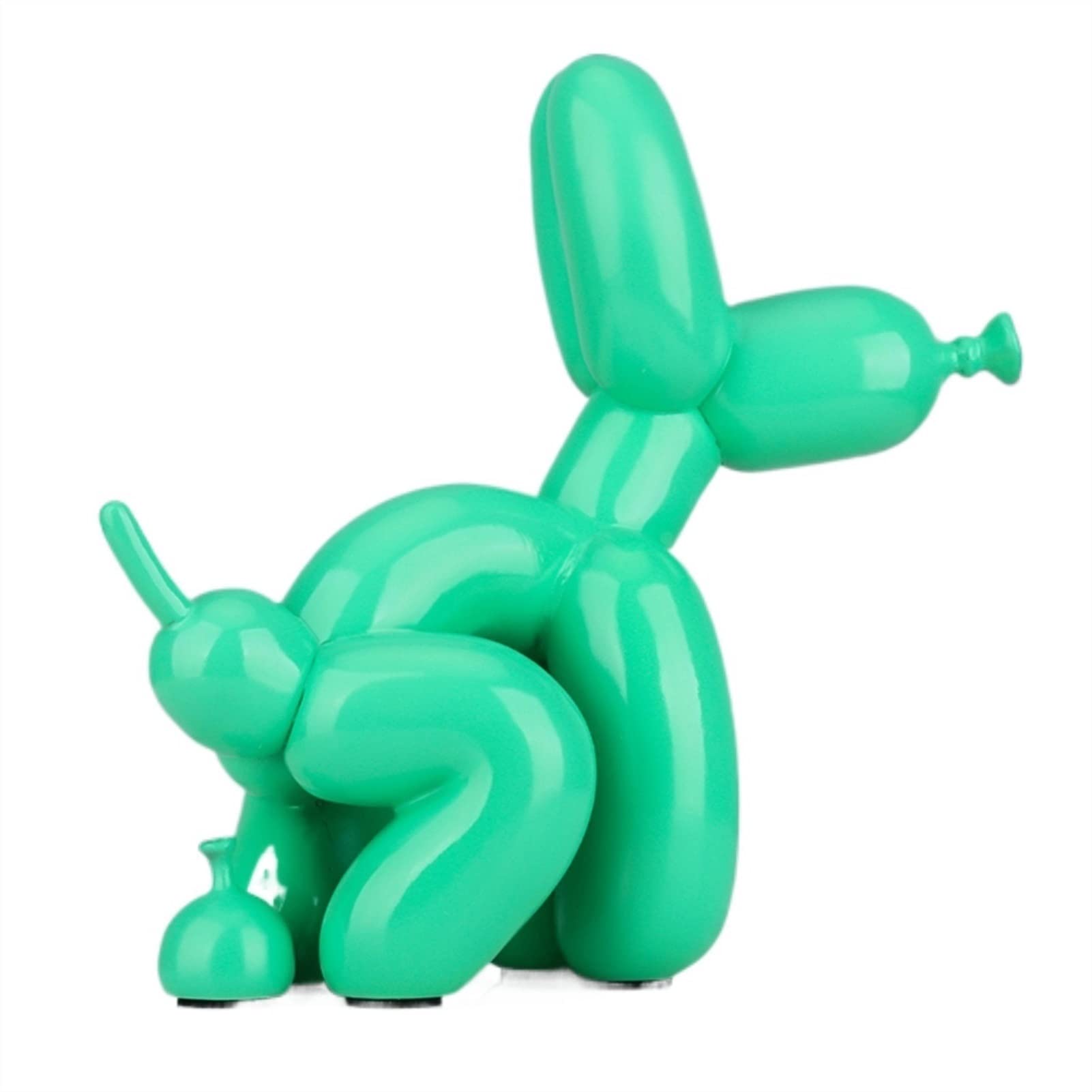 Creative Poop Balloon Dog Resin Statue - Modern Nordic Style Animal Sculpture, Cute Home & Office Desk Decor, Handmade Resin Art Craft (Green, 8.6 inches) - Perfect for Living Room, Bookshelf, or Gift Giving