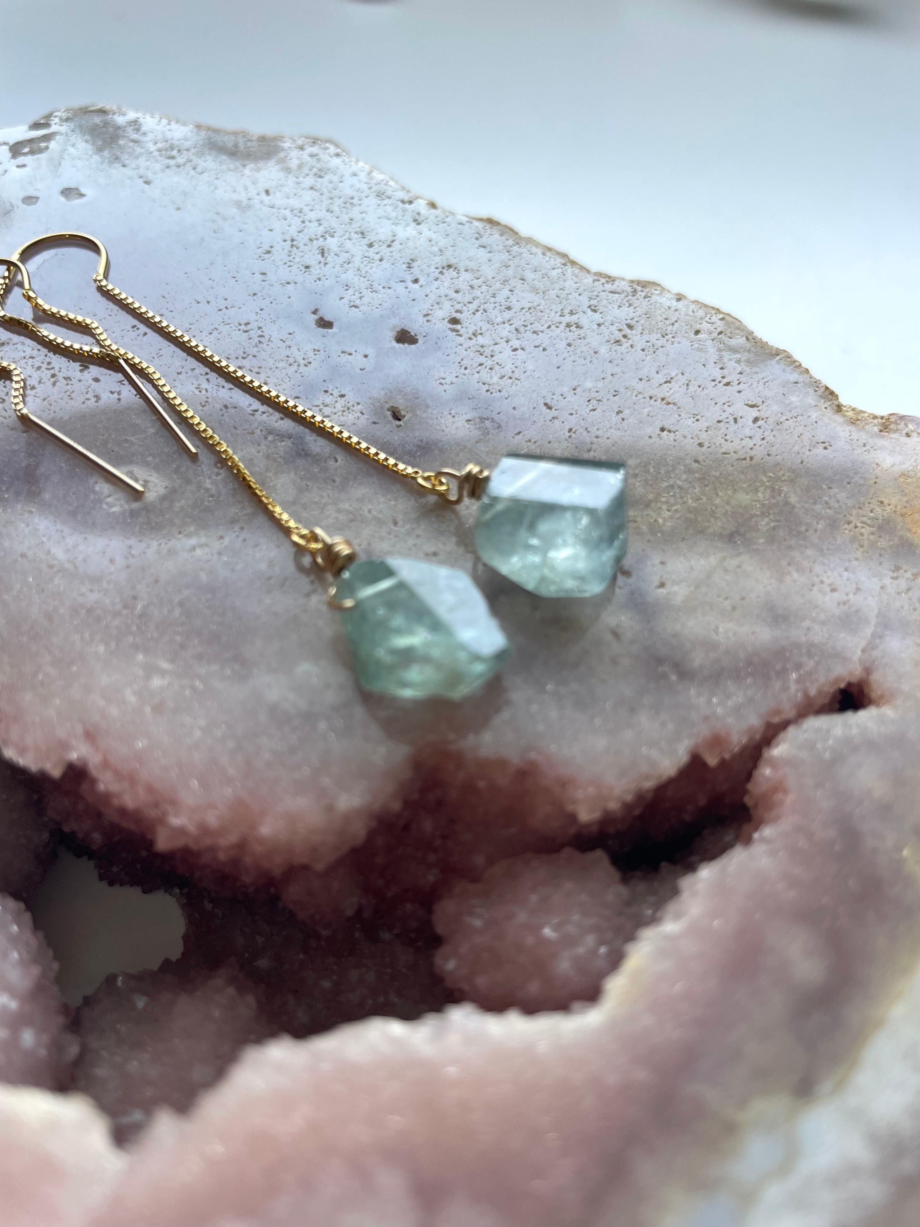 Elegant Aquamarine Gold Filled Threader Earrings for Women - Perfect for Weddings, Parties & Everyday Wear