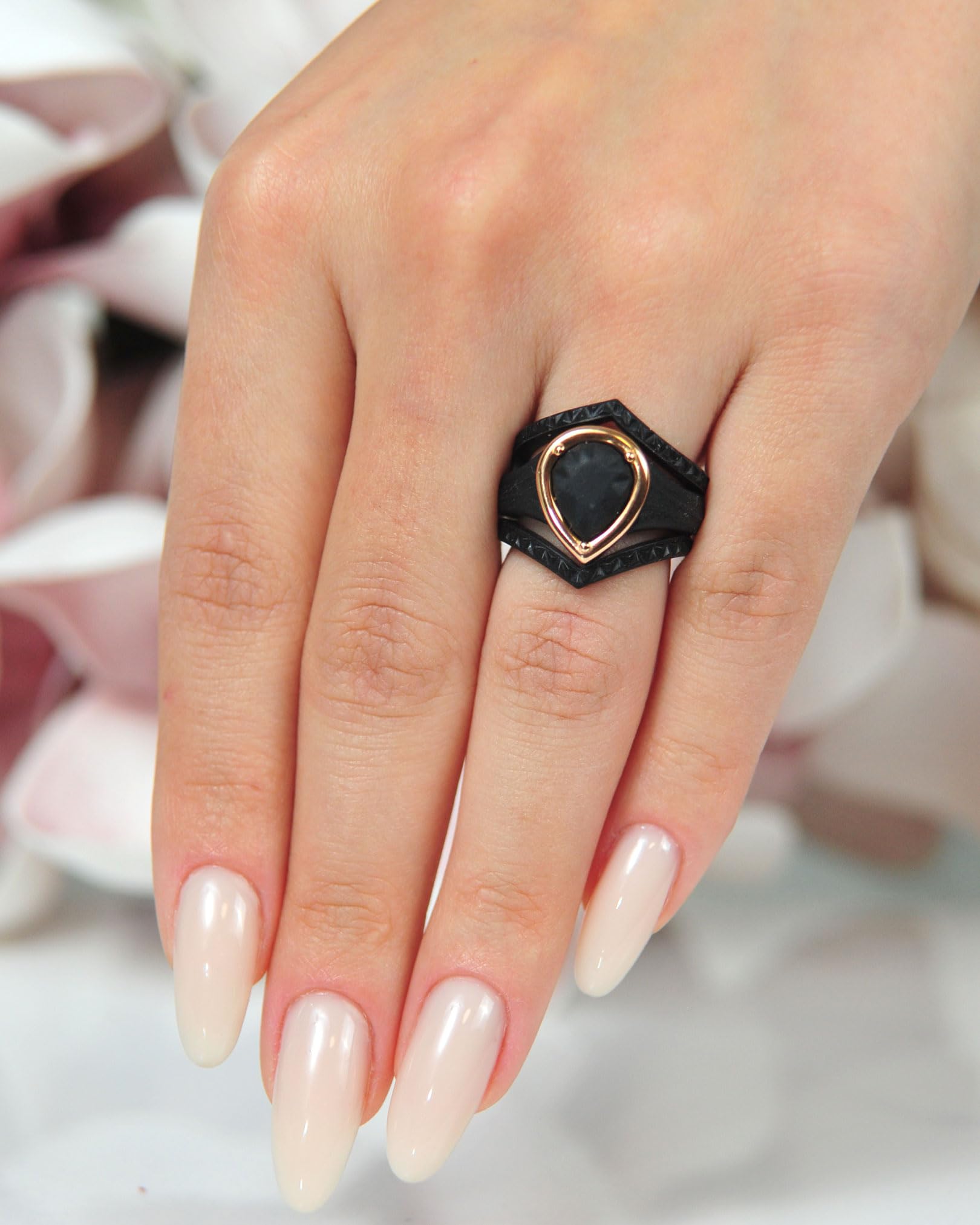 Rinfit Silicone Wedding Rings for Women - Metal Framed Pear Design | Gym & Swimming