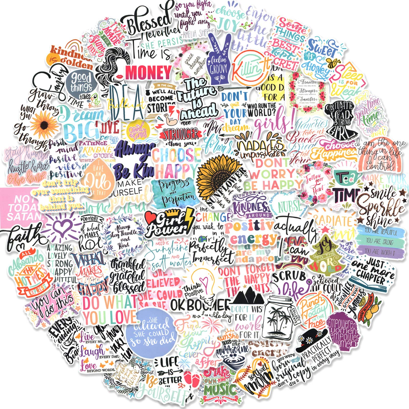 100 PCS Inspirational Quote Stickers - Motivational Stickers for Adults, Teens & Students - Positive Affirmation Stickers for Vision Board, Journaling, Scrapbooking, Water Bottles & Laptop Decoration - Perfect for Daily Inspiration & Self-Care