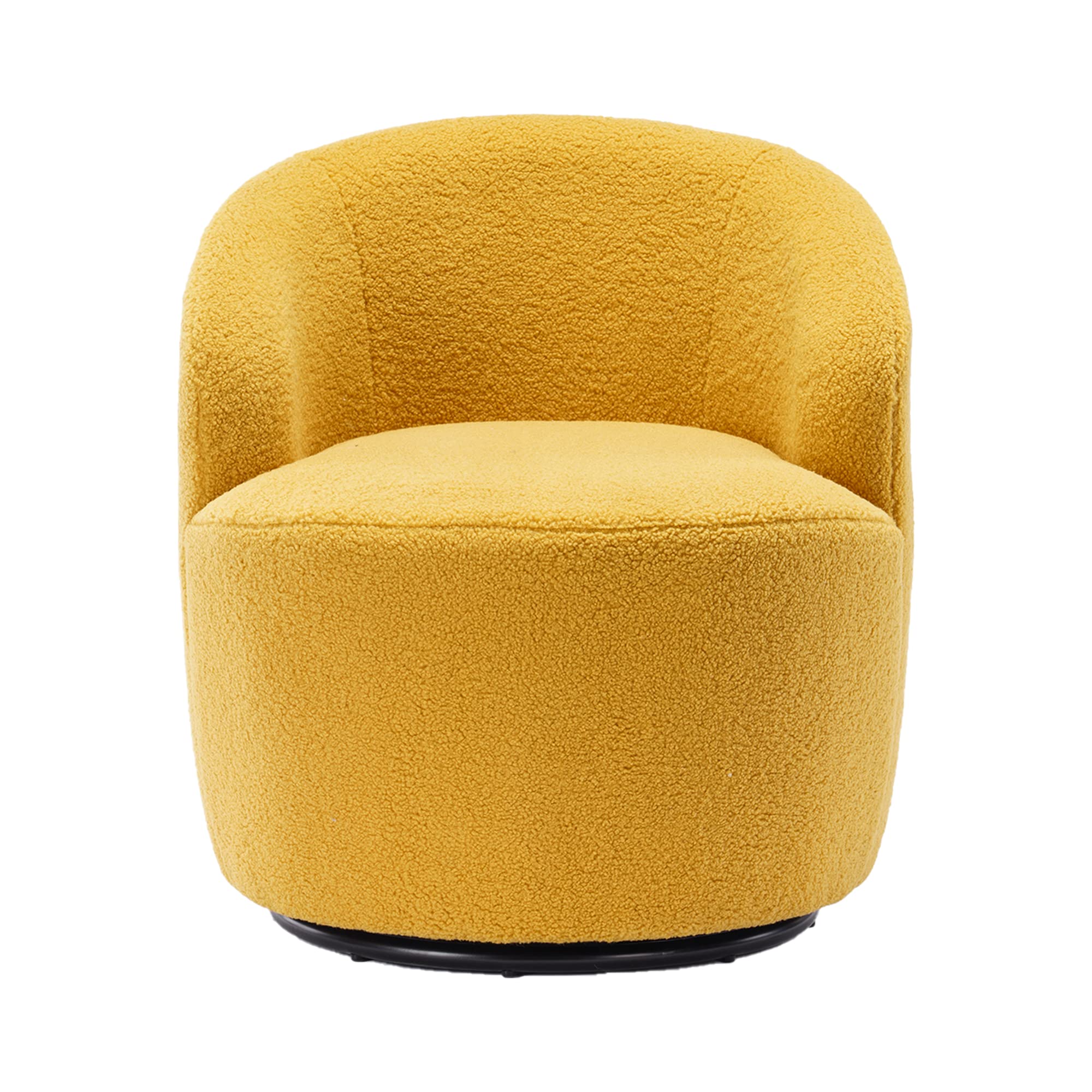 Homtique Small Swivel Barrel Chair - 360 Degree Rotating Comfy Round Club Chair with Boucle Fabric for Living Room, Bedroom, Apartment & Hotel (Teddy Yellow) | Perfect Accent Chair for Lounge, Reading Nook or Office Space