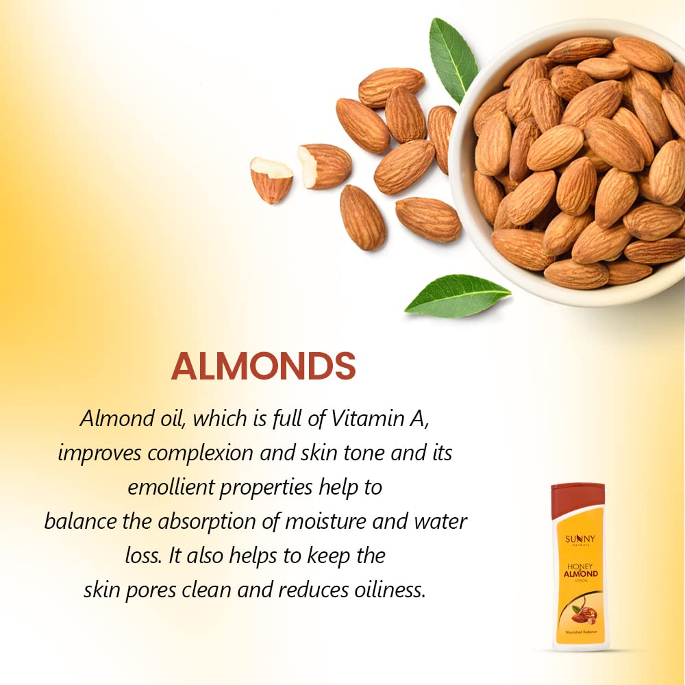 Sunny Honey & Almond Body Lotion with Natural Ingredients - Enriched with Almond Oil for Smooth, Radiant Skin & Honey for Firm, Youthful Skin | 100ml (Pack of 2) | Perfect for Daily Moisturizing, Dry Skin Care & Spa-Like Home Treatment