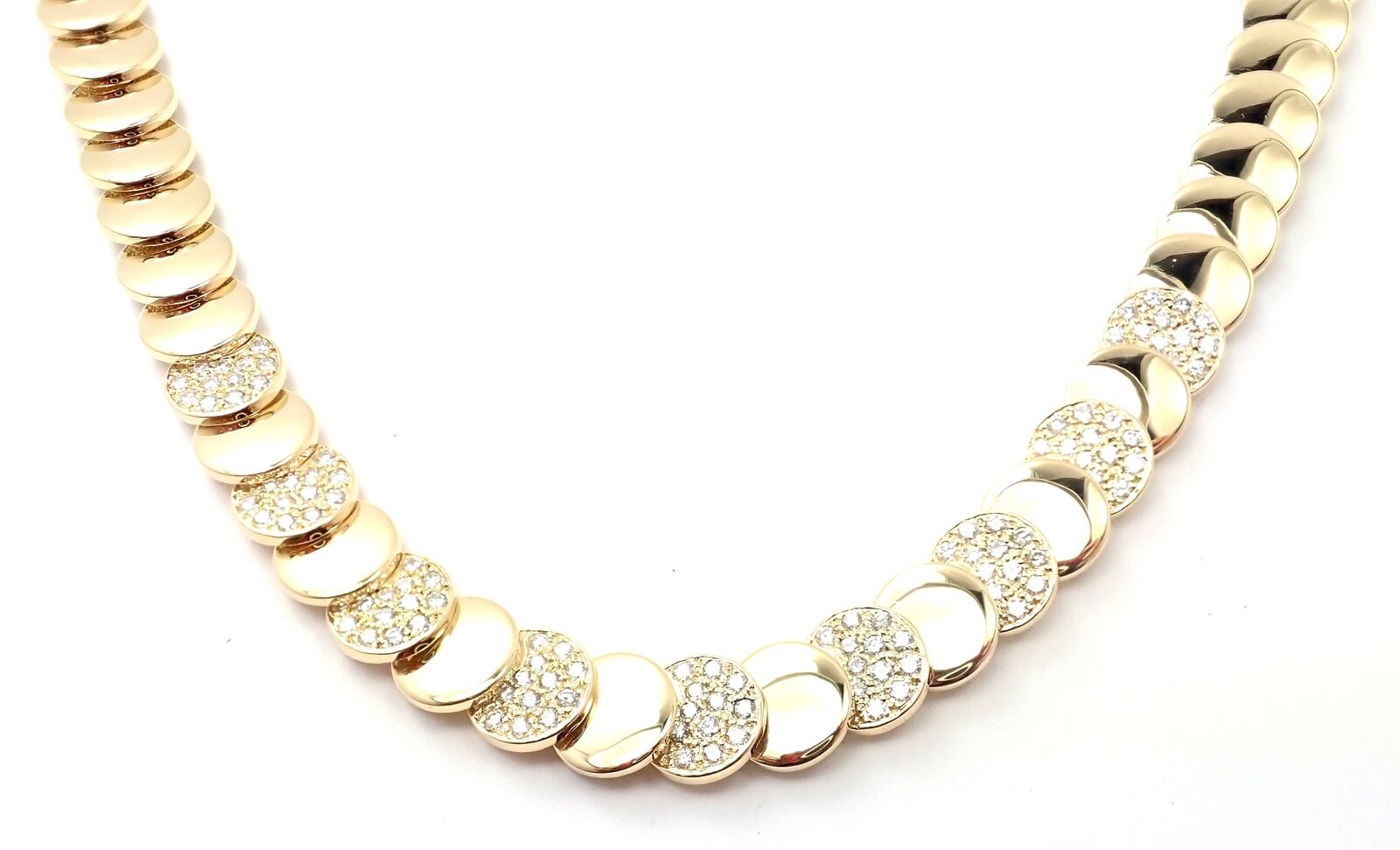 Vintage Van Cleef & Arpels 18k Yellow Gold Diamond Disc Necklace - Authentic Luxury Jewelry for Women, Perfect for Weddings, Anniversaries & Special Occasions