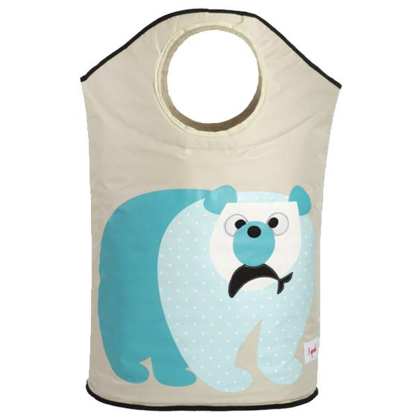 3 Sprouts Polar Bear Laundry Hamper - Cute & Functional Kids' Clothes Storage for Nursery, Bedroom, or Playroom