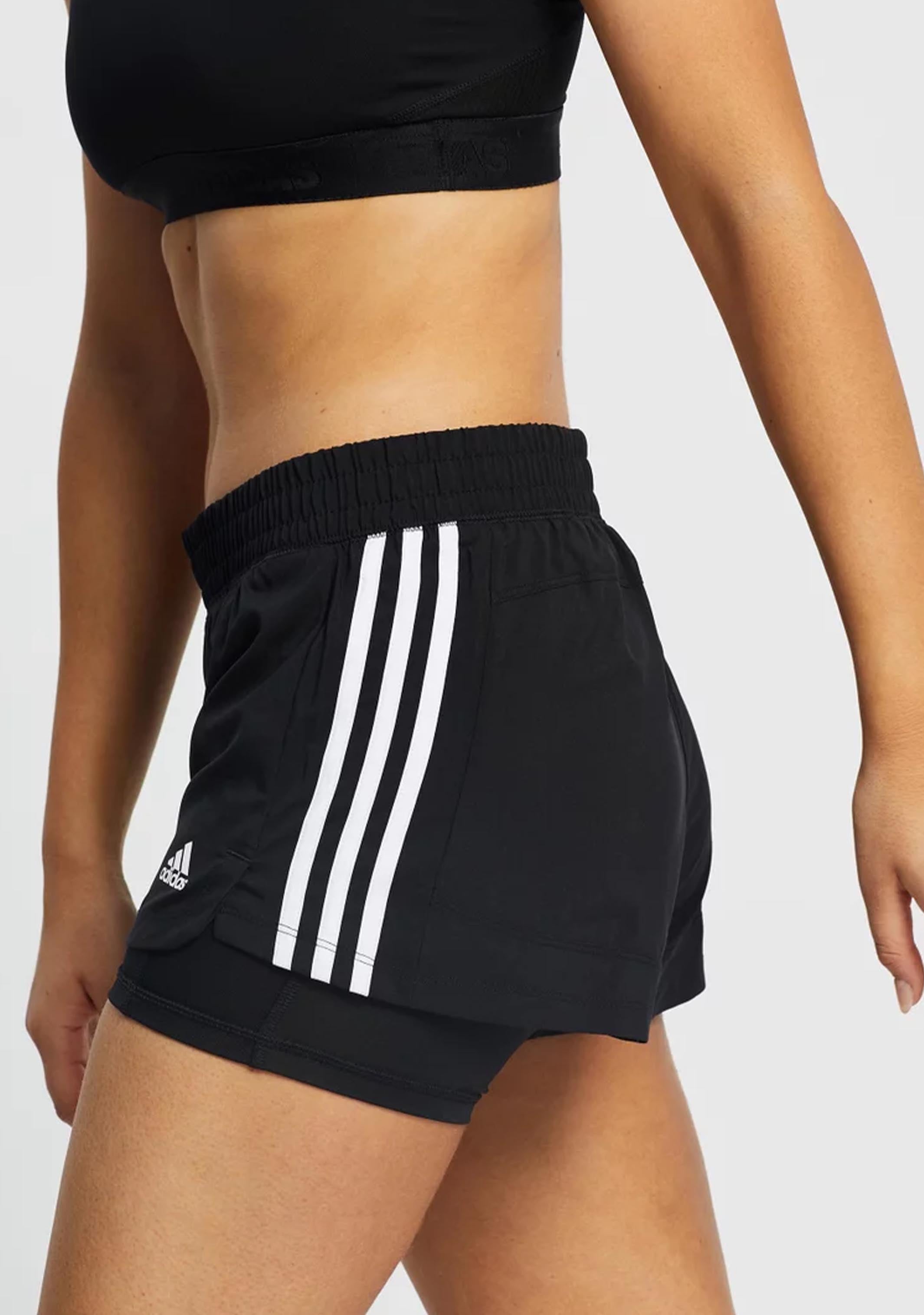 Adidas Women's 3-Stripe Pacer Two-in-One Running Shorts - Quick-Dry Athletic Shorts for Workout & Gym Training