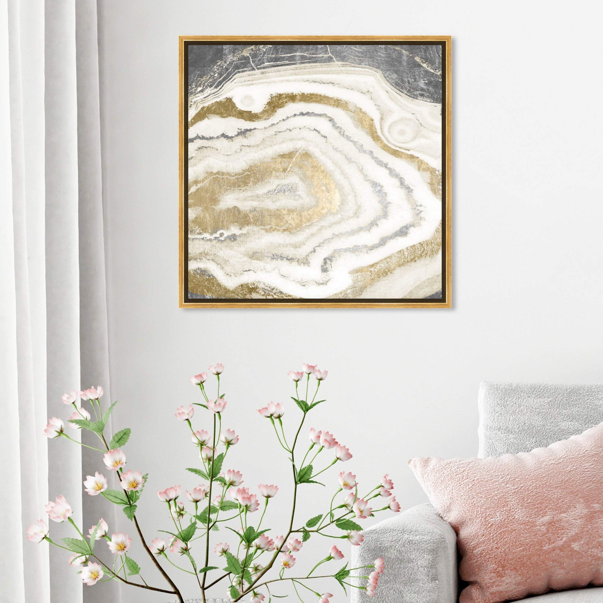 Abstract Wall Art Canvas Print 'Silver Agate' Crystals - 24x24 Inch Gold Framed Home Decor by Oliver Gal Artist Co. | Perfect for Living Room, Bedroom & Office Decor | Model 18404_24x24_CANV_PSGLD