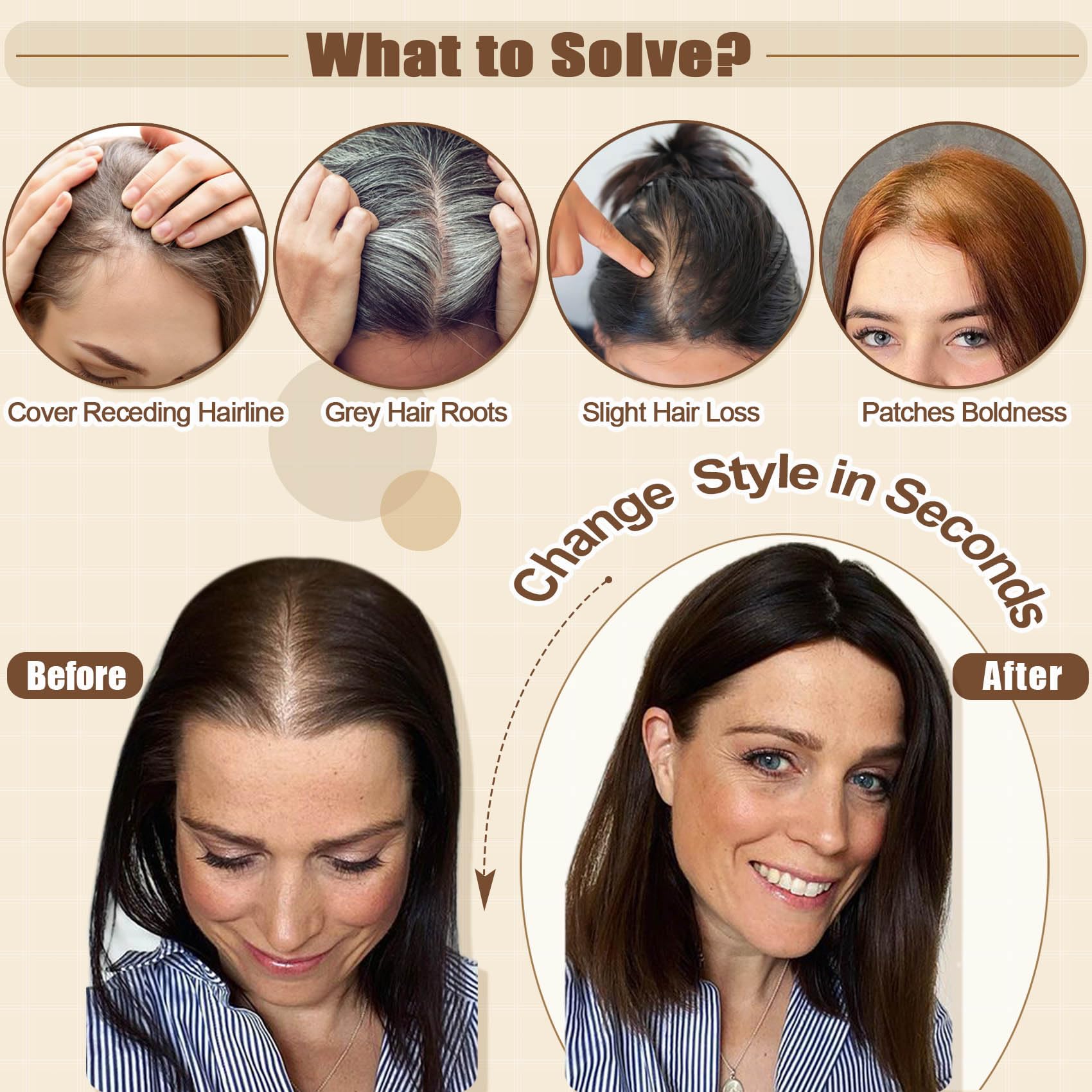 JGS1996 Real Human Hair Toppers for Women - Handmade Lace Base Remy Hair Wiglets for Thinning Hair - No Bangs Clip-in Hair Extensions 14 Inch Dark Brown - Perfect for Daily Wear, Special Occasions & Hair Loss Solutions
