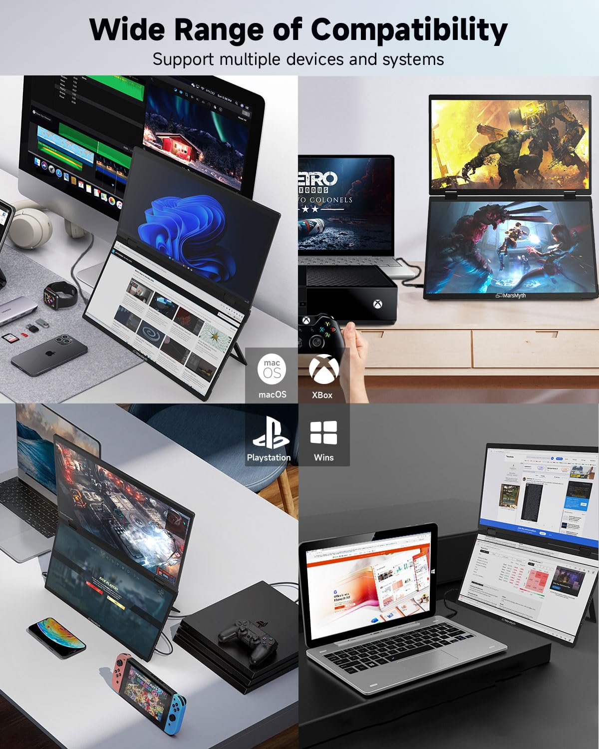 14-inch Portable Laptop Monitor - 1920x1080 FHD IPS Display, 60Hz Refresh Rate, USB-C/HDMI Input - Lightweight Second Screen for Travel, Home Office, Gaming & Productivity - Perfect for Remote Work, Coding & Multitasking