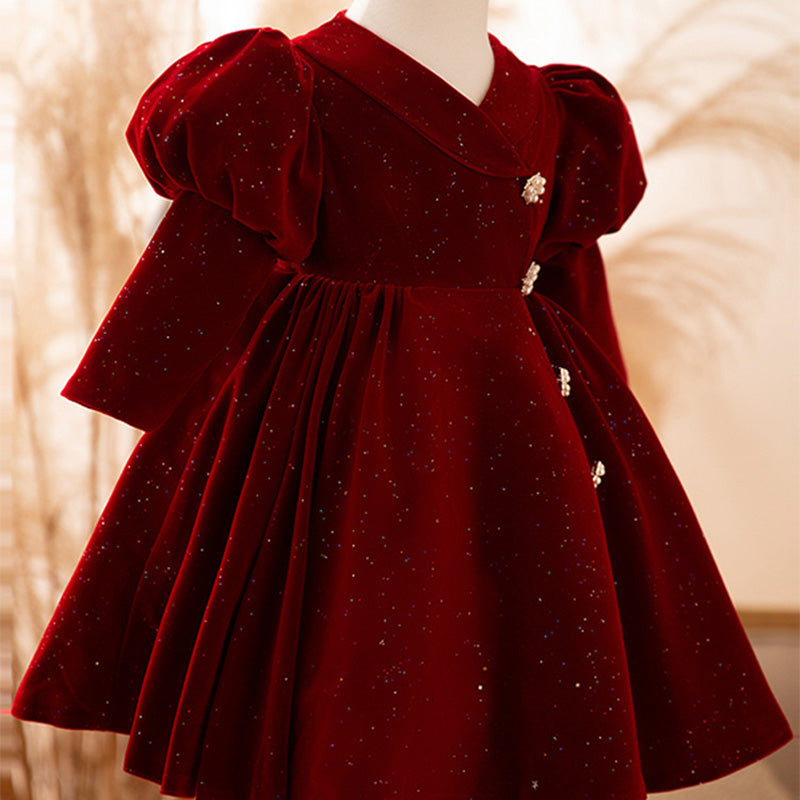 Baby Girl Red Birthday Princess Dress for Cake Smash & 1st Birthday Party - Elegant Tutu Outfit for Photoshoots & Special Occasions