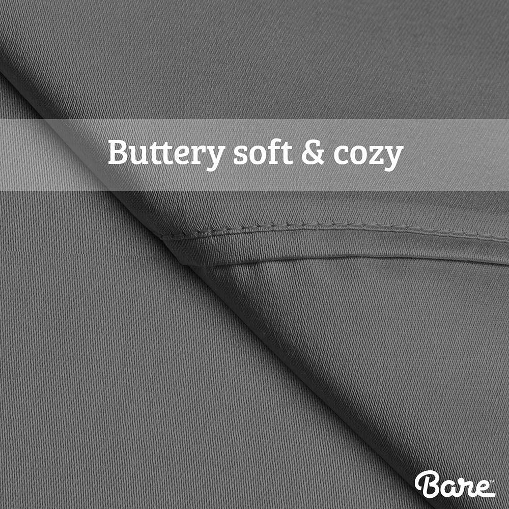 Bare Home 7-Piece Microfiber Sheet Set with 4 Pillowcases - Split King Size, Soft Grey Bedding Bundle for Luxurious Comfort | Perfect for Master Bedrooms, Guest Rooms & Vacation Homes