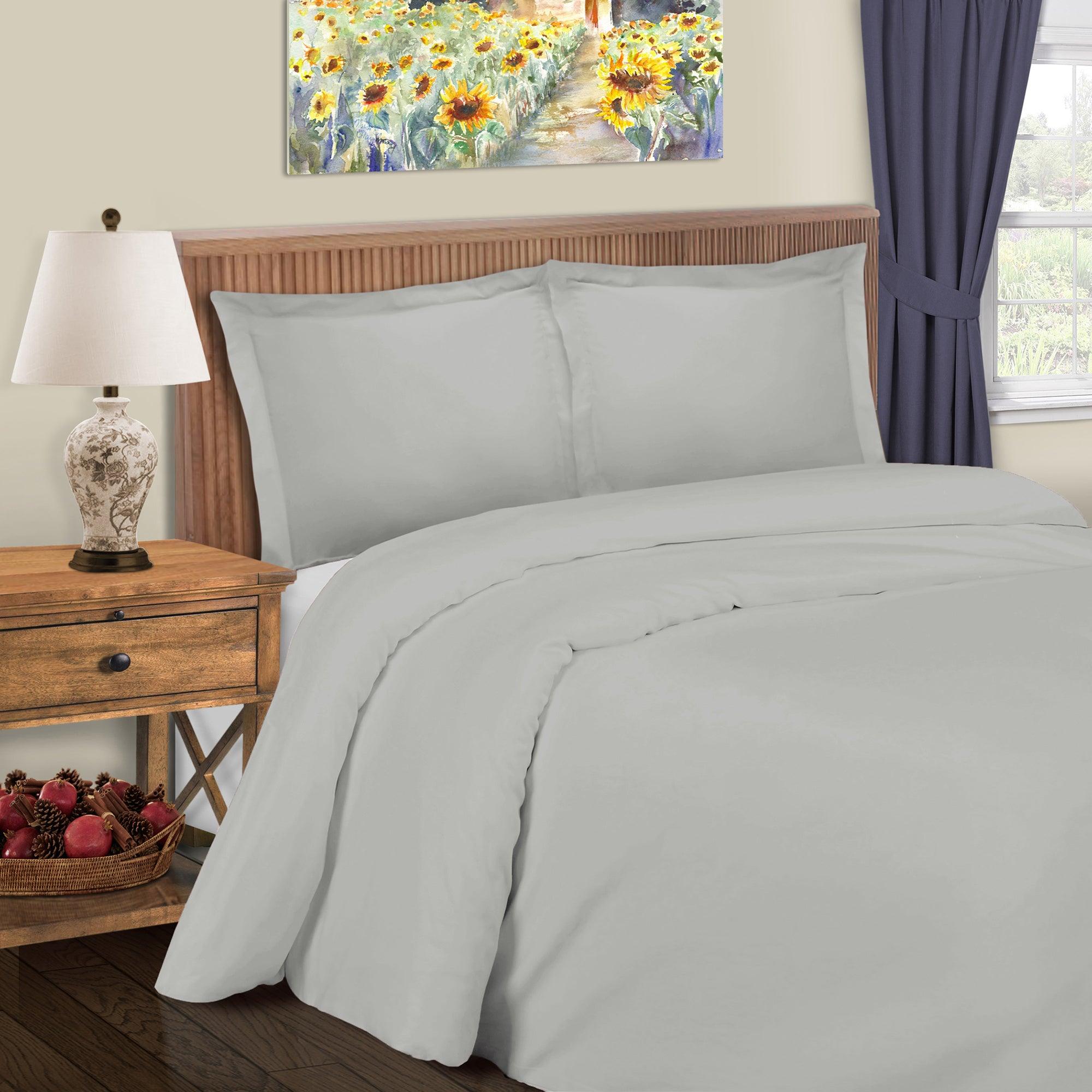 600 Thread Count Cotton Blend Solid Duvet Cover Set - King Size, Soft & Breathable Bedding Set for All Seasons - Perfect for Master Bedroom, Guest Room & Hotel Use