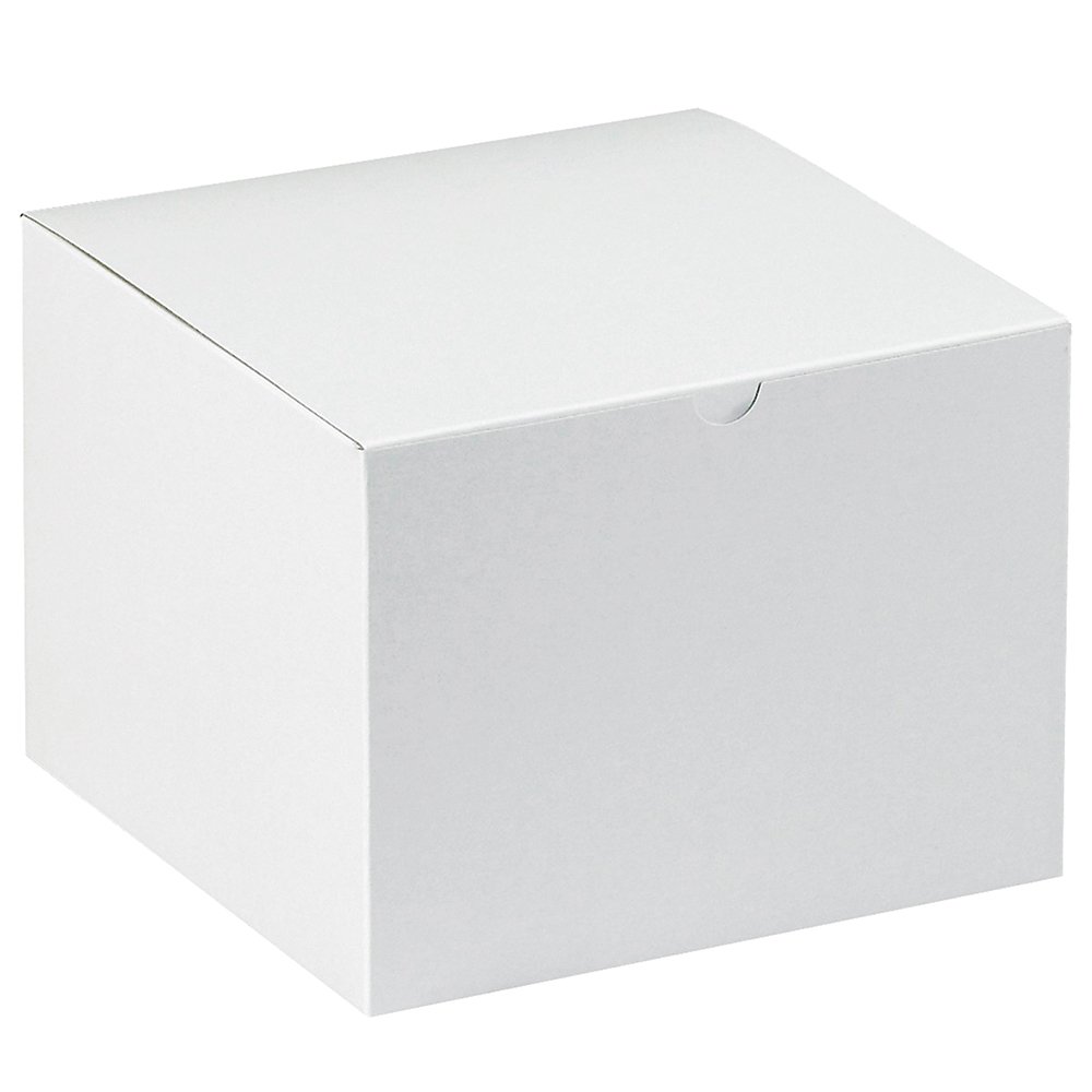Aviditi 8x8x6 Inch White Gift Boxes - 50 Pack Easy Assembly Holiday Birthday Party Favor Boxes for Christmas, Wedding Favors, Baby Showers & Special Occasions