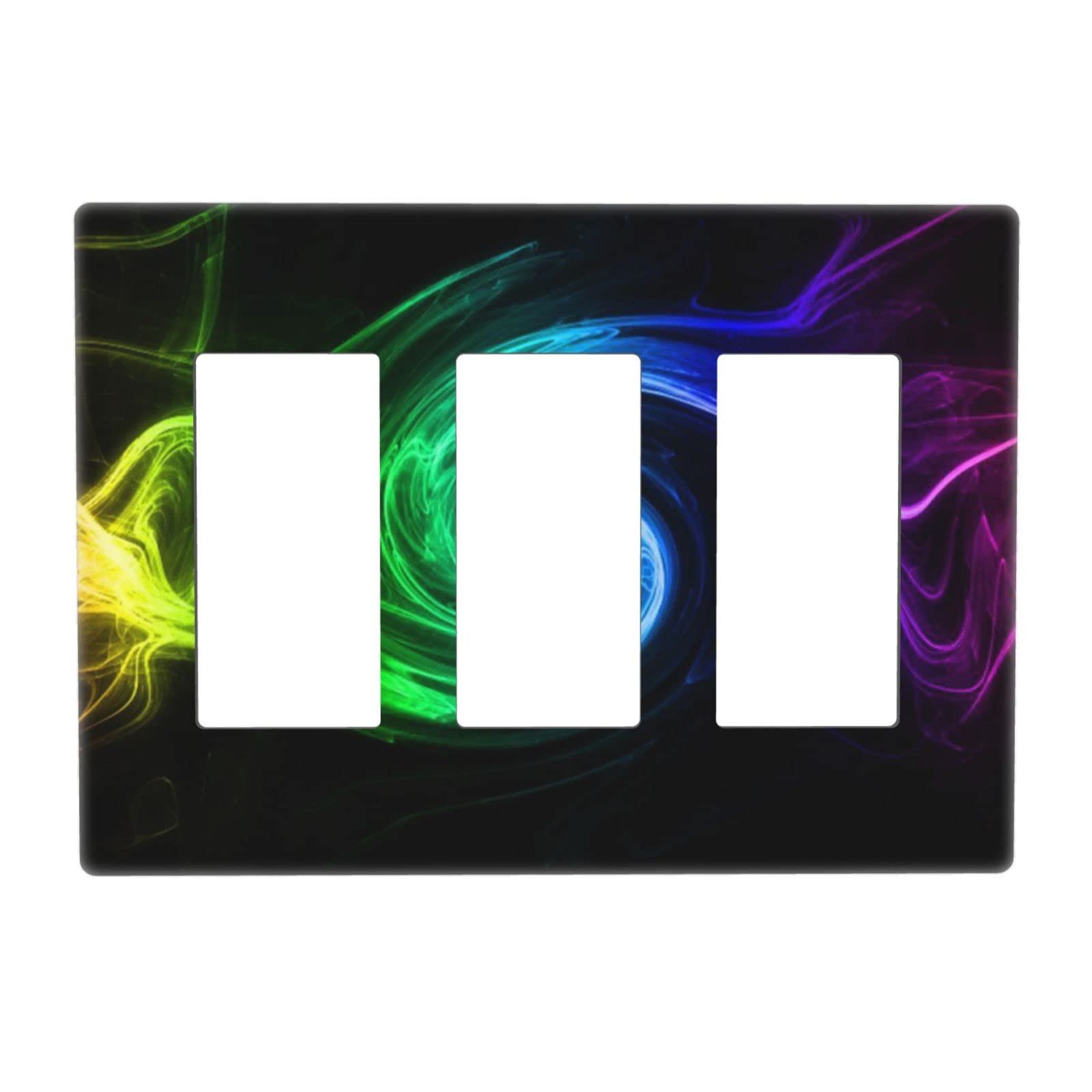 Rainbow Smoke Printed Light Switch Cover - Decorative Triple Toggle Wall Plate for Bedroom, Kitchen, Living Room - Durable & Stylish Home Decor for Women & Girls