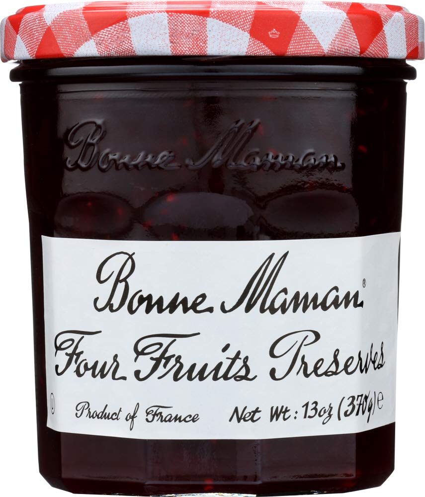 Bonne Maman Four Fruit Preserves - 12 Pack (13 Oz Each) - Delicious Mixed Fruit Spread for Breakfast, Toast, Yogurt & Desserts