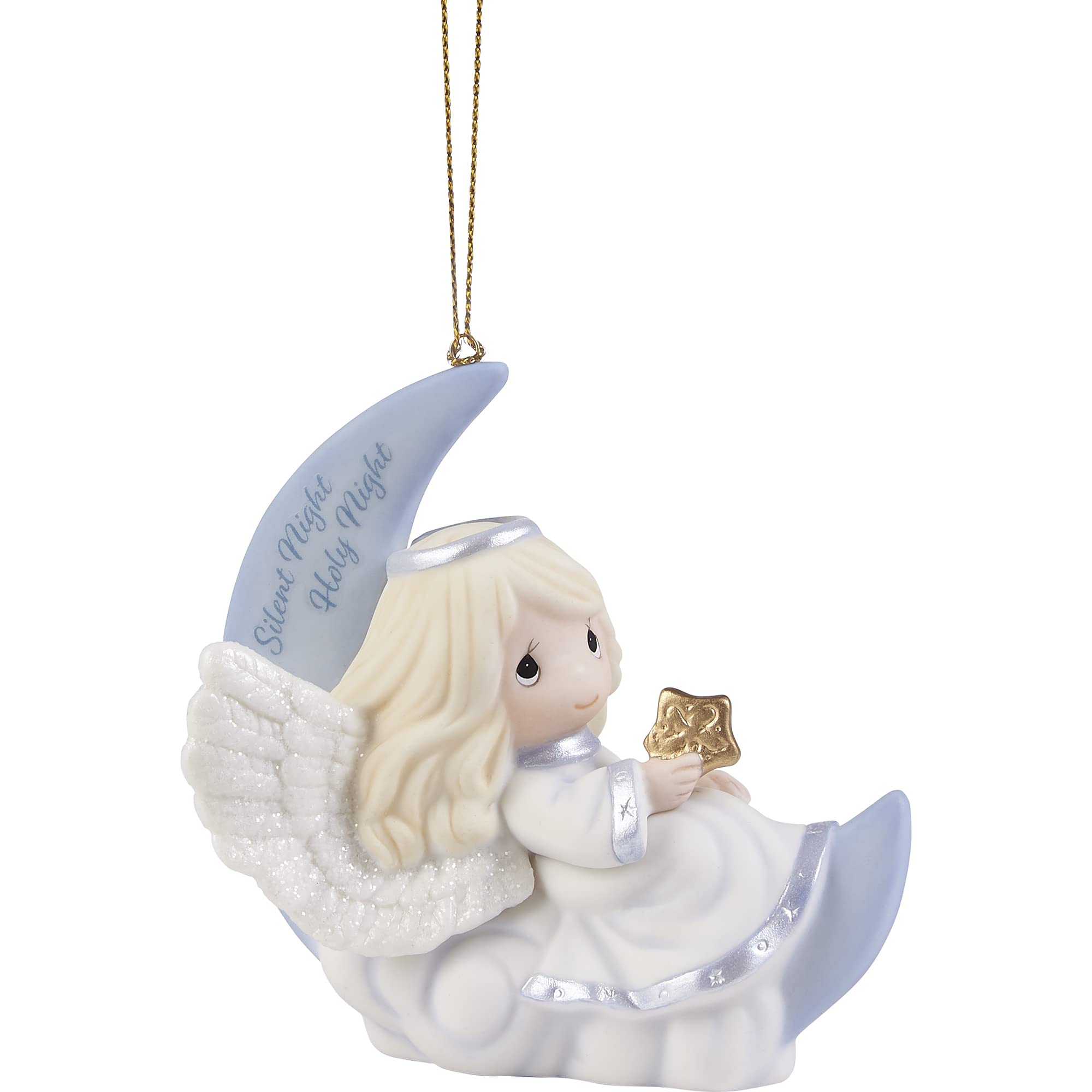 Precious Moments 211043 Silent Night Holy Night Porcelain Christmas Ornament - Perfect for Holiday Tree Decorations, Gift Giving & Nativity Scene Displays